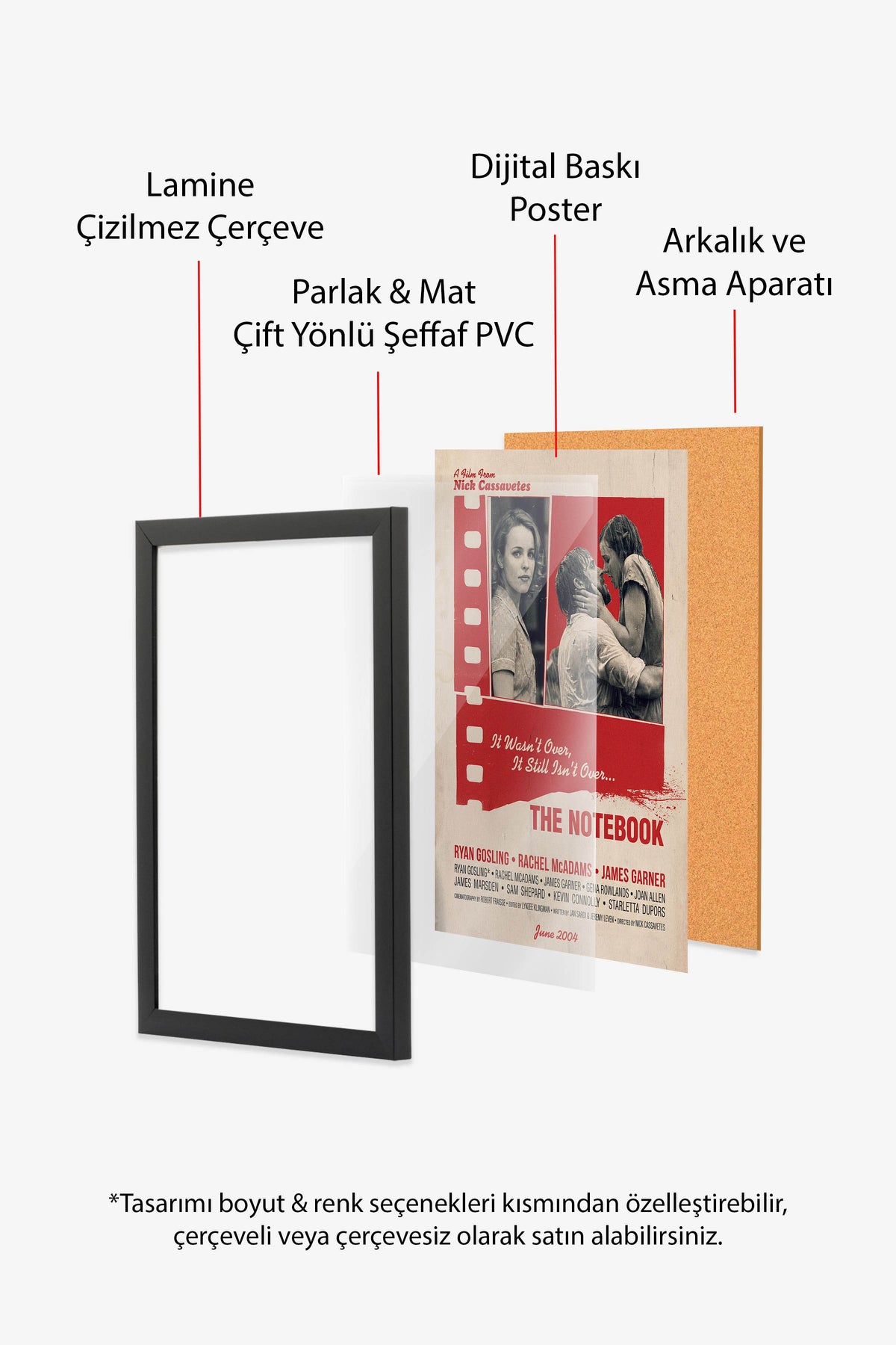 The Notebook Siyah Çerçeveli Poster, Sinema ve Dizi Tablo, Film Dizi Afişleri NO:112916