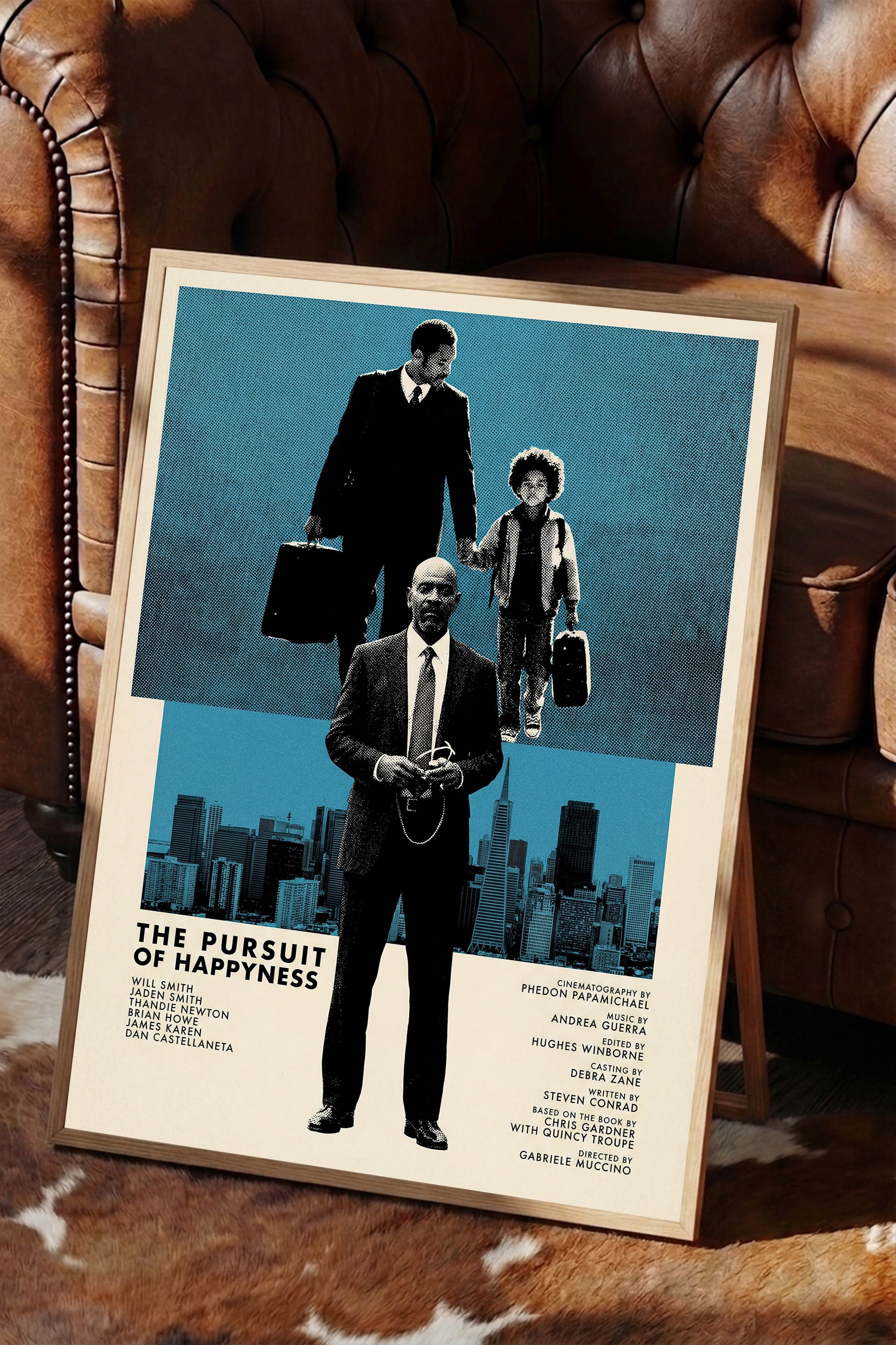 The Pursuit of Happyness Ahşap Çerçeveli Poster, Sinema ve Dizi Tablo, Film Dizi Afişleri NO:112827