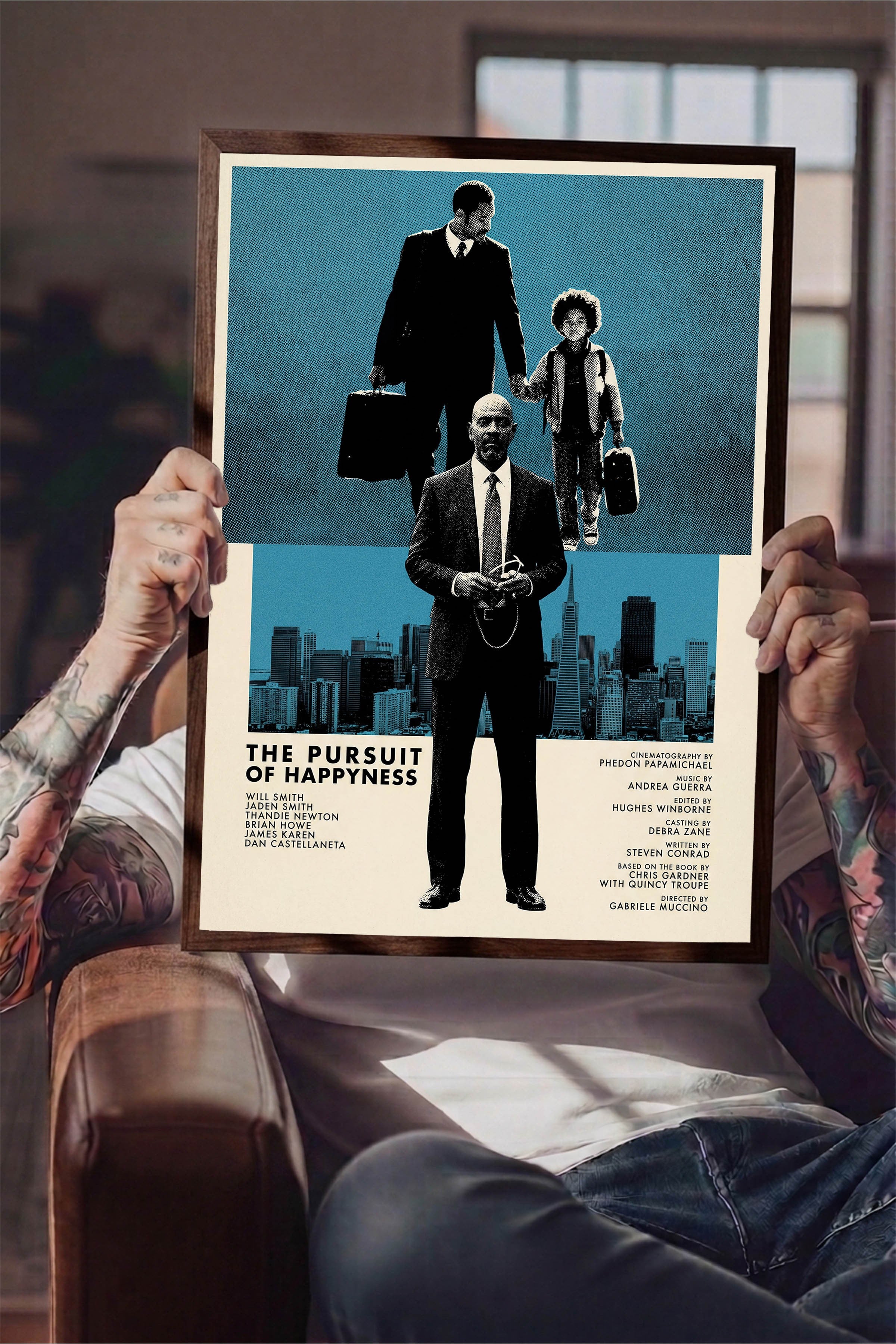 The Pursuit of Happyness Kahverengi Çerçeveli Poster, Sinema ve Dizi Tablo, Film Dizi Afişleri NO:112827