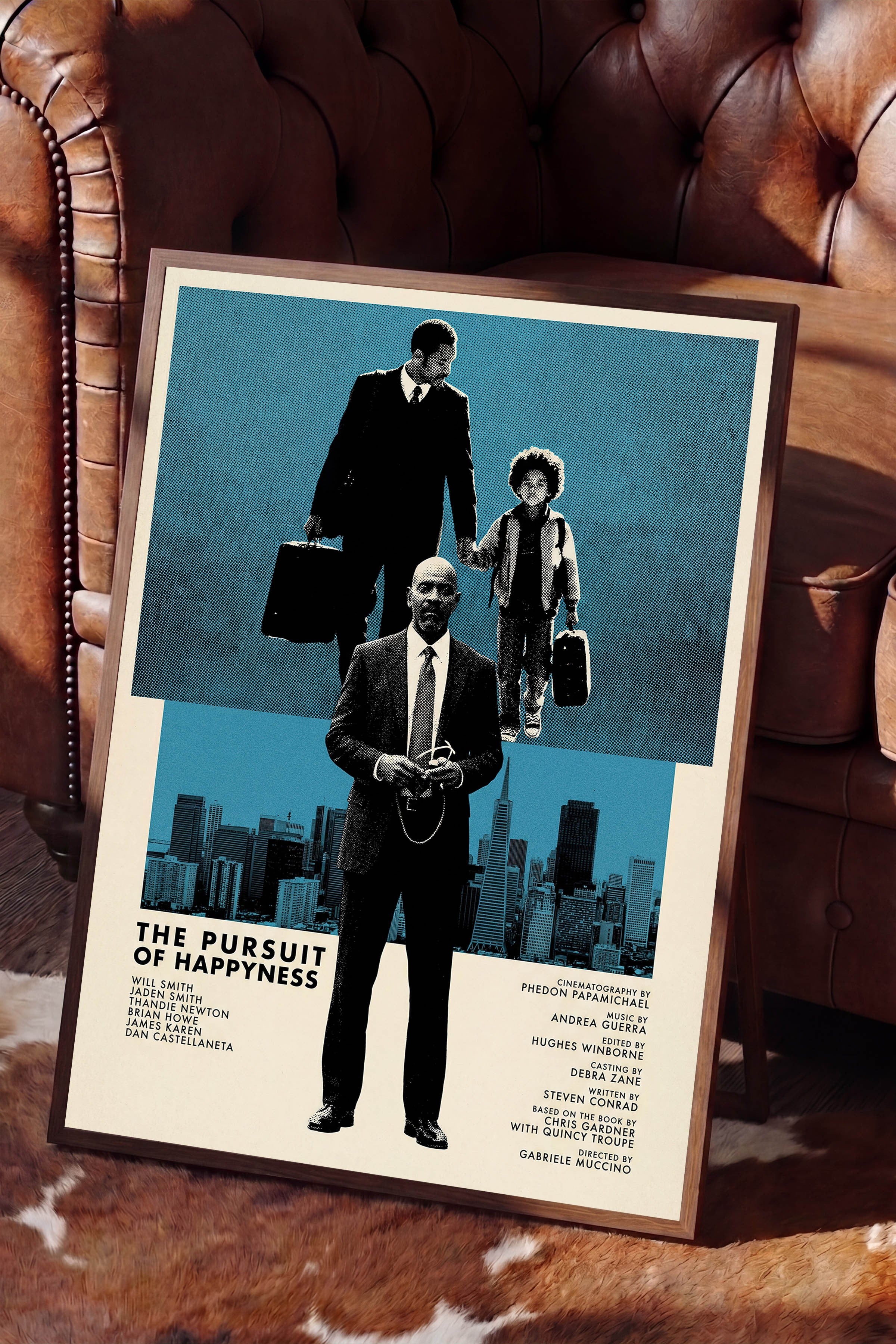 The Pursuit of Happyness Kahverengi Çerçeveli Poster, Sinema ve Dizi Tablo, Film Dizi Afişleri NO:112827