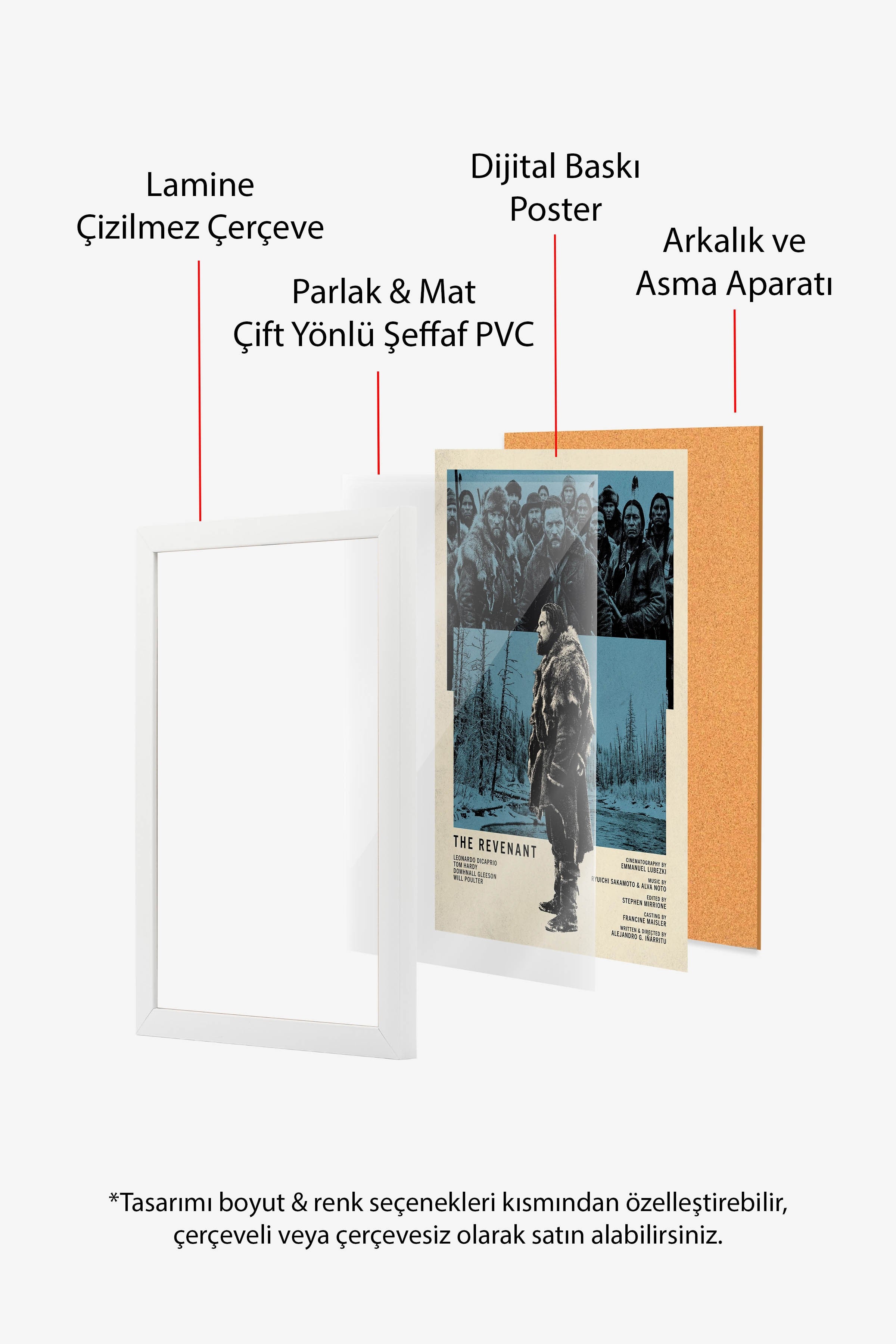 The Revenant Beyaz Çerçeveli Poster, Sinema ve Dizi Tablo, Film Dizi Afişleri NO:112833