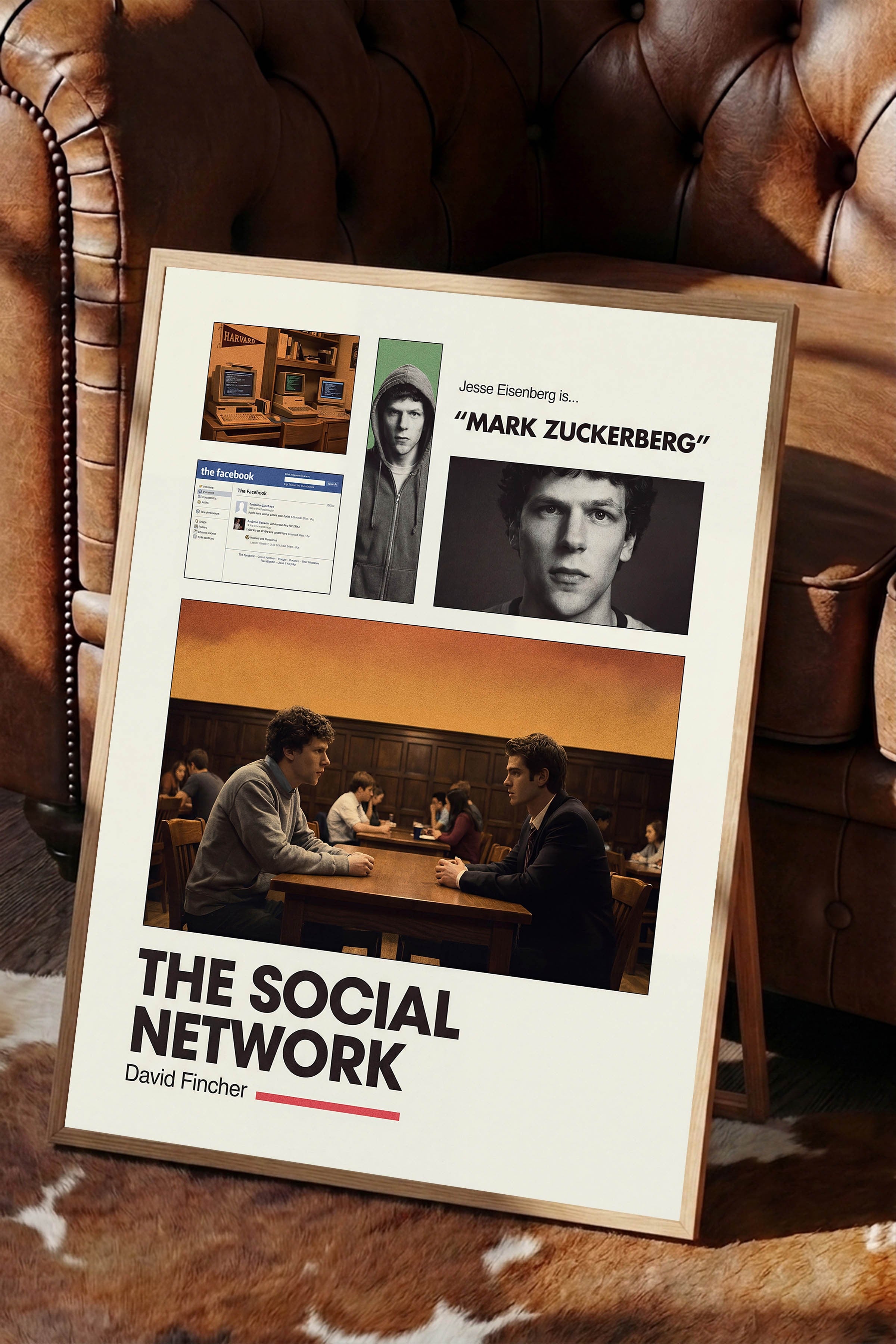 The Social Network Ahşap Çerçeveli Poster, Sinema ve Dizi Tablo, Film Dizi Afişleri NO:112950