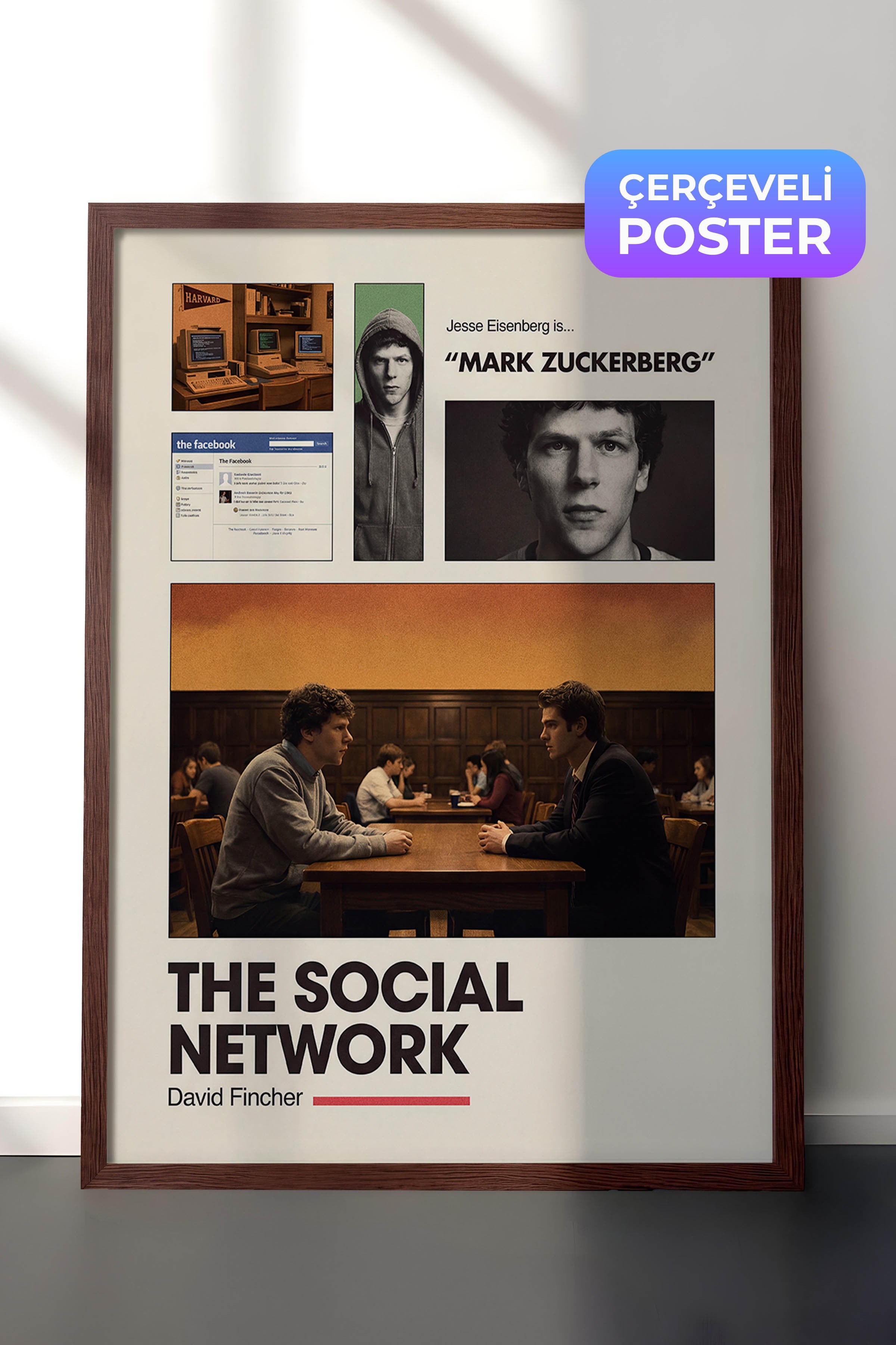 The Social Network Kahverengi Çerçeveli Poster, Sinema ve Dizi Tablo, Film Dizi Afişleri NO:112950