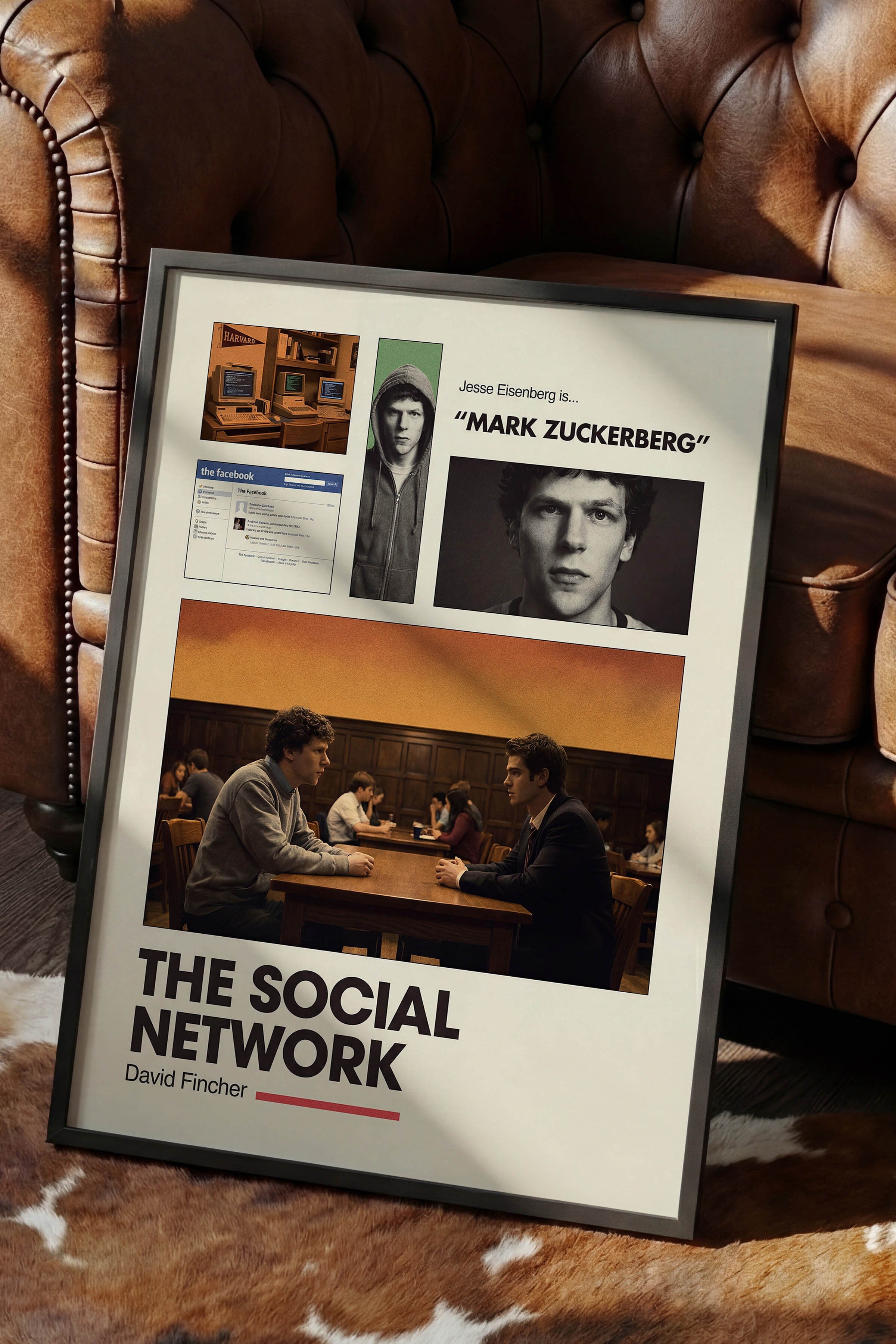 The Social Network Siyah Çerçeveli Poster, Sinema ve Dizi Tablo, Film Dizi Afişleri NO:112950