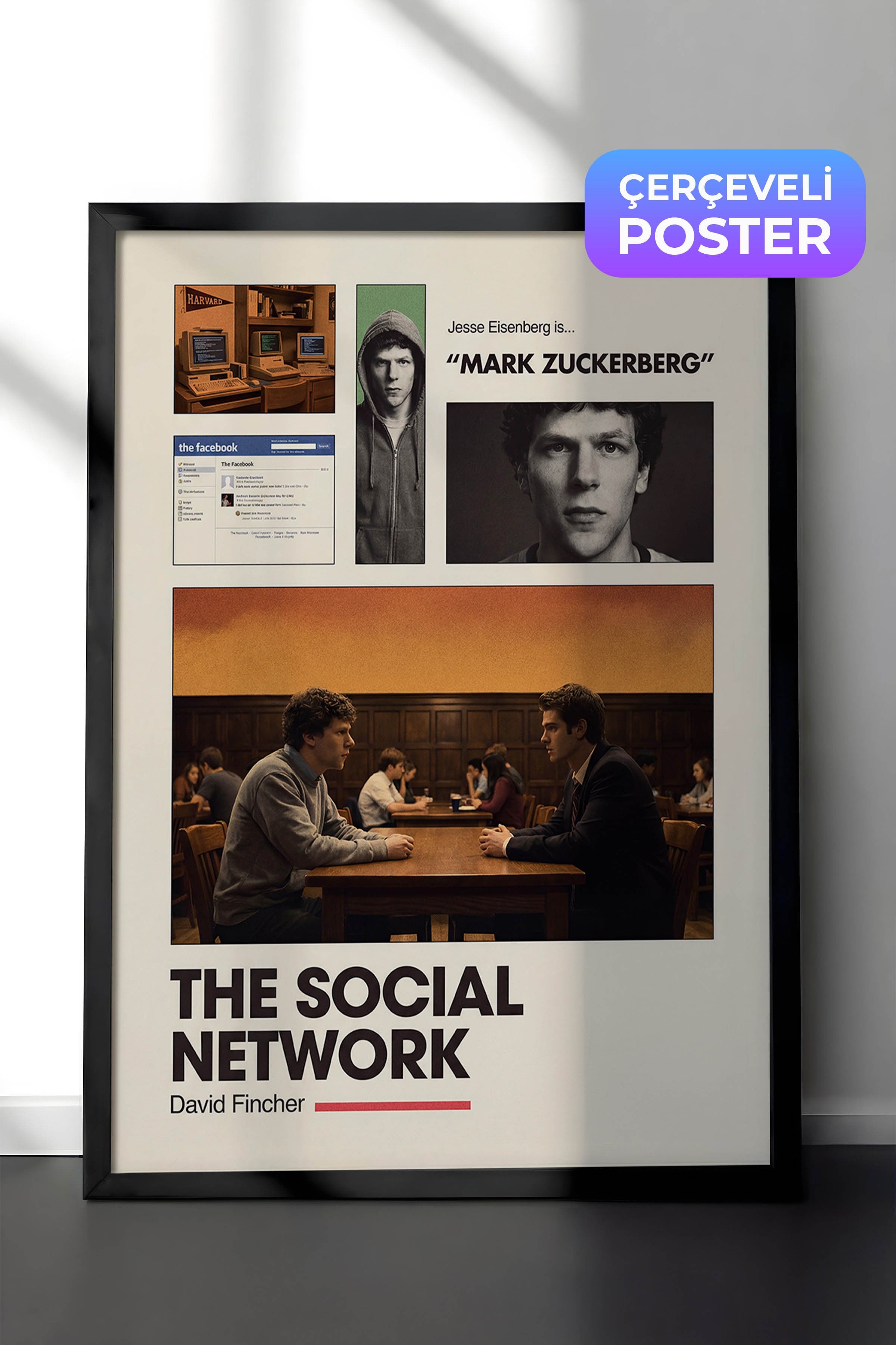 The Social Network Siyah Çerçeveli Poster, Sinema ve Dizi Tablo, Film Dizi Afişleri NO:112950