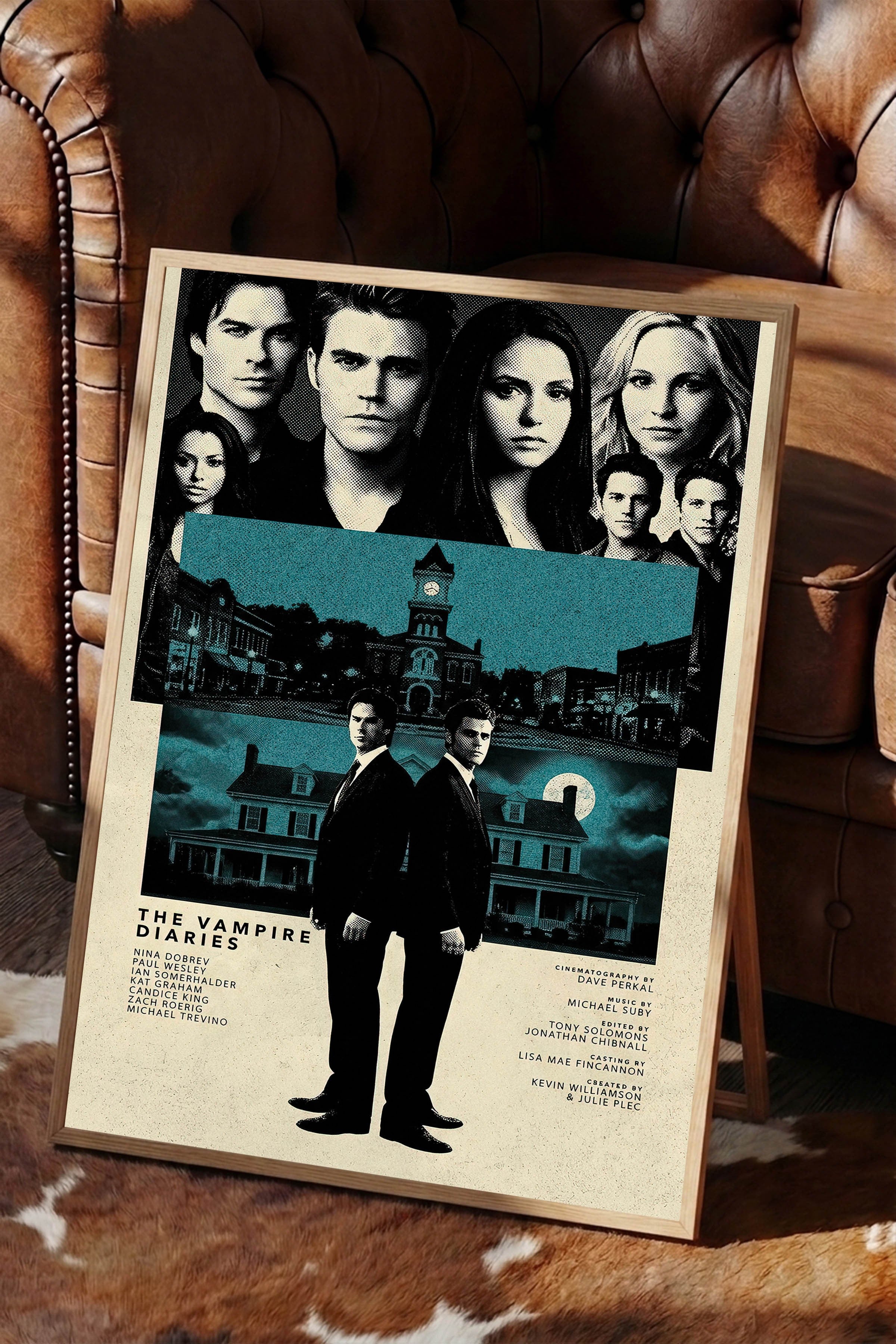 The Vampire Diaries Ahşap Çerçeveli Poster, Sinema ve Dizi Tablo, Film Dizi Afişleri NO:112796