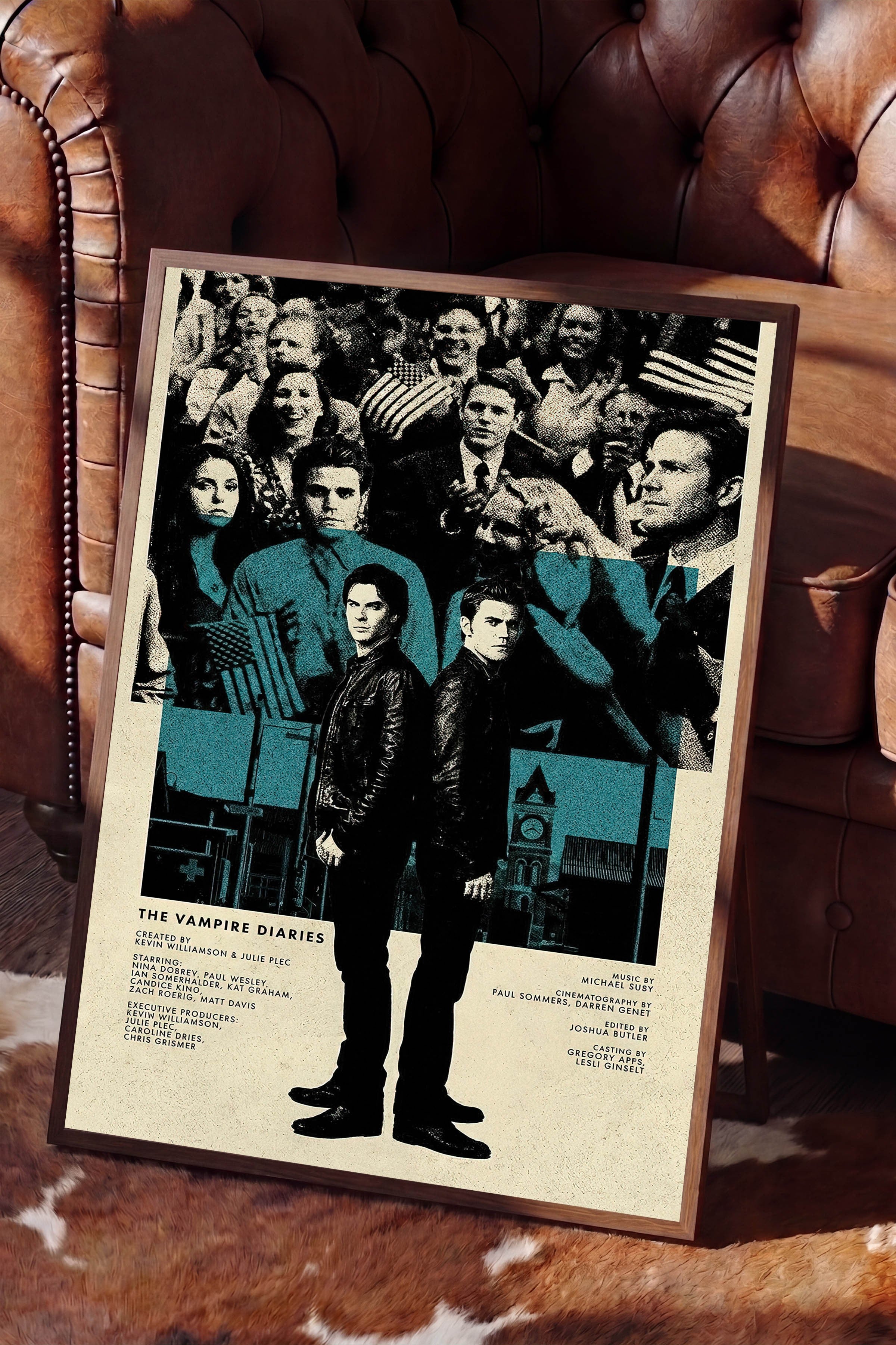 The Vampire Diaries Kahverengi Çerçeveli Poster, Sinema ve Dizi Tablo, Film Dizi Afişleri NO:112795