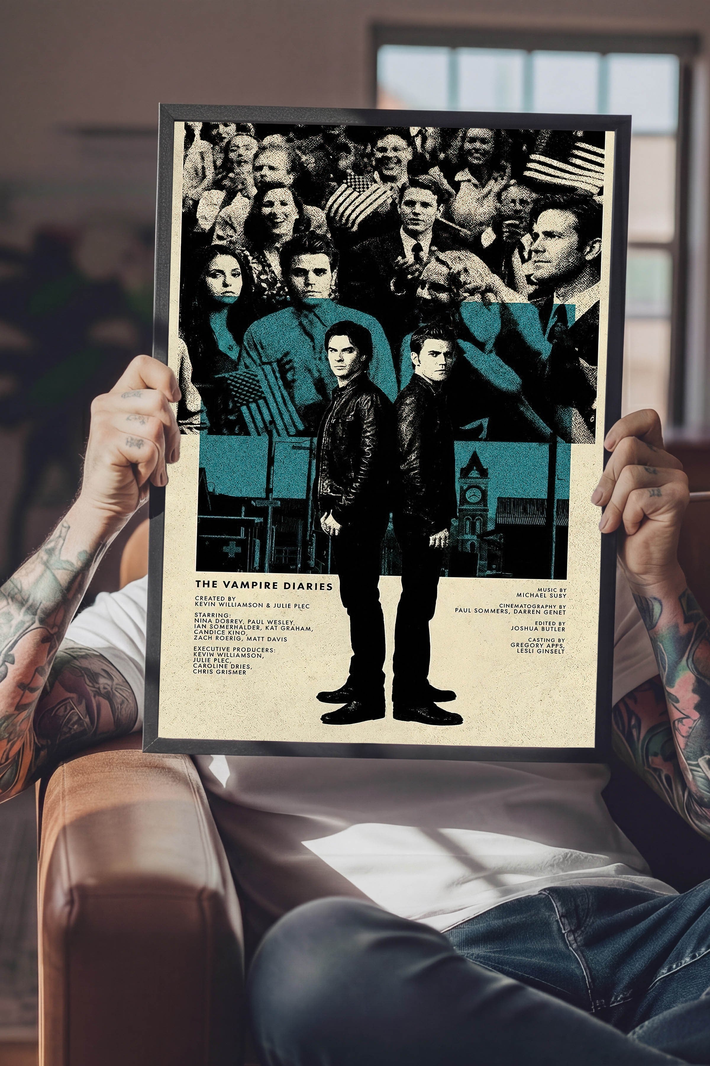 The Vampire Diaries Siyah Çerçeveli Poster, Sinema ve Dizi Tablo, Film Dizi Afişleri NO:112795