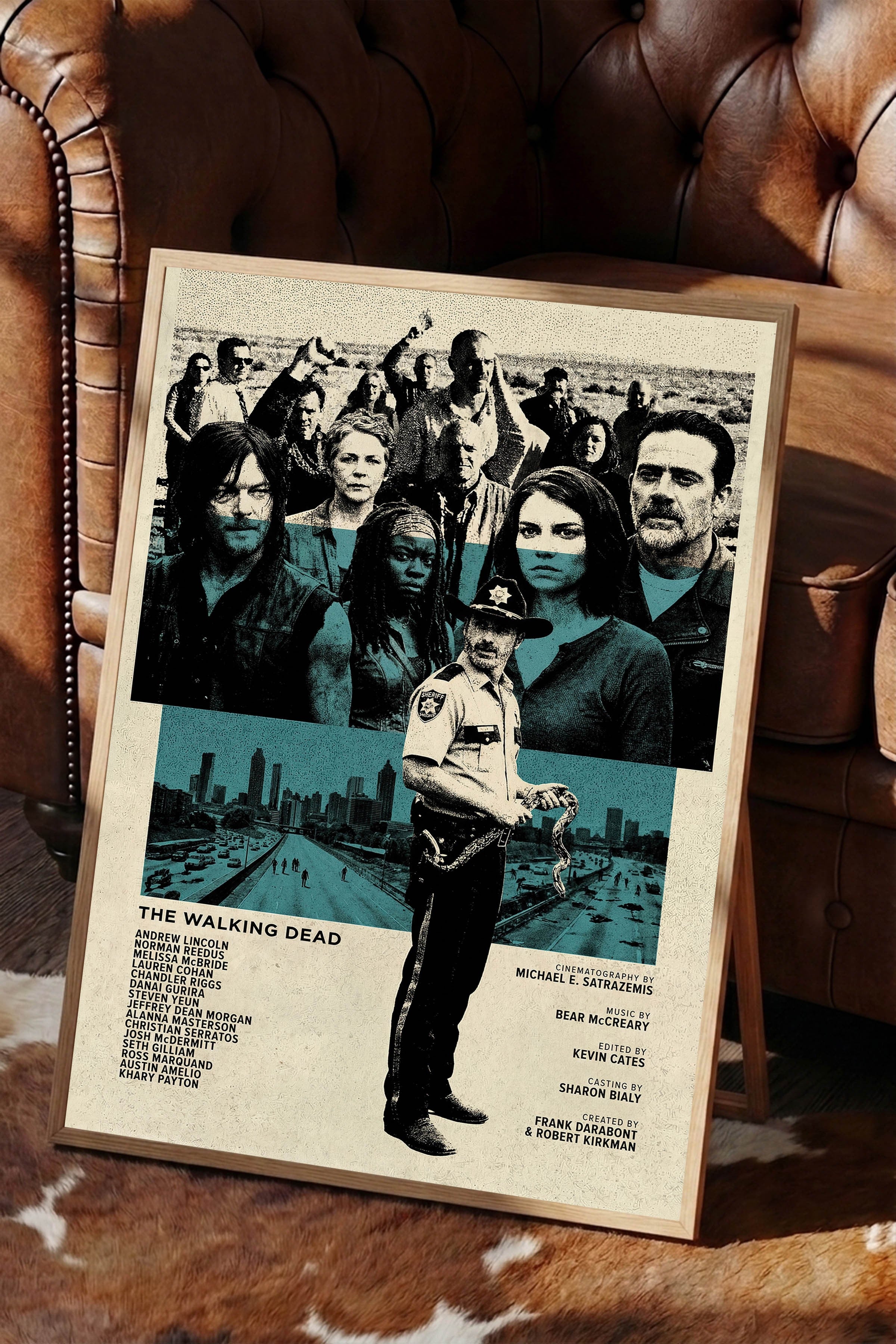The Walking Dead Ahşap Çerçeveli Poster, Sinema ve Dizi Tablo, Film Dizi Afişleri NO:112767