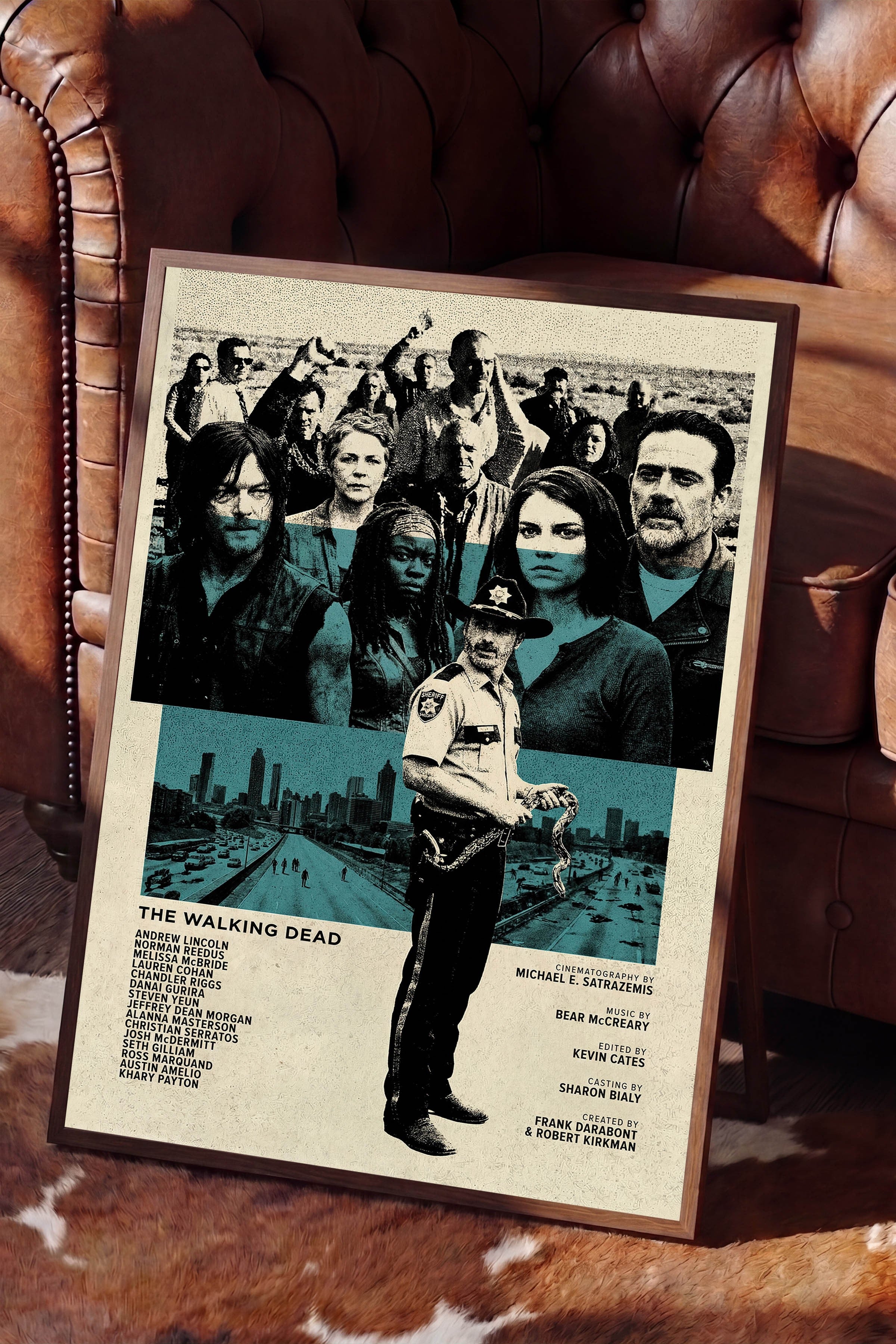 The Walking Dead Kahverengi Çerçeveli Poster, Sinema ve Dizi Tablo, Film Dizi Afişleri NO:112767