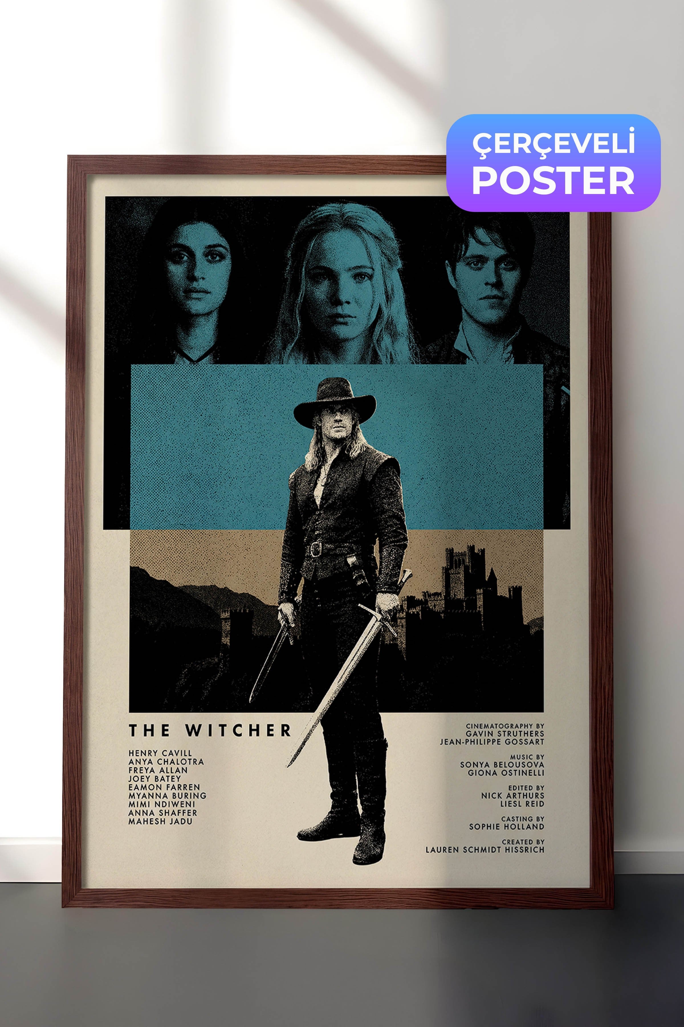 The Witcher Kahverengi Çerçeveli Poster, Sinema ve Dizi Tablo, Film Dizi Afişleri NO:112786