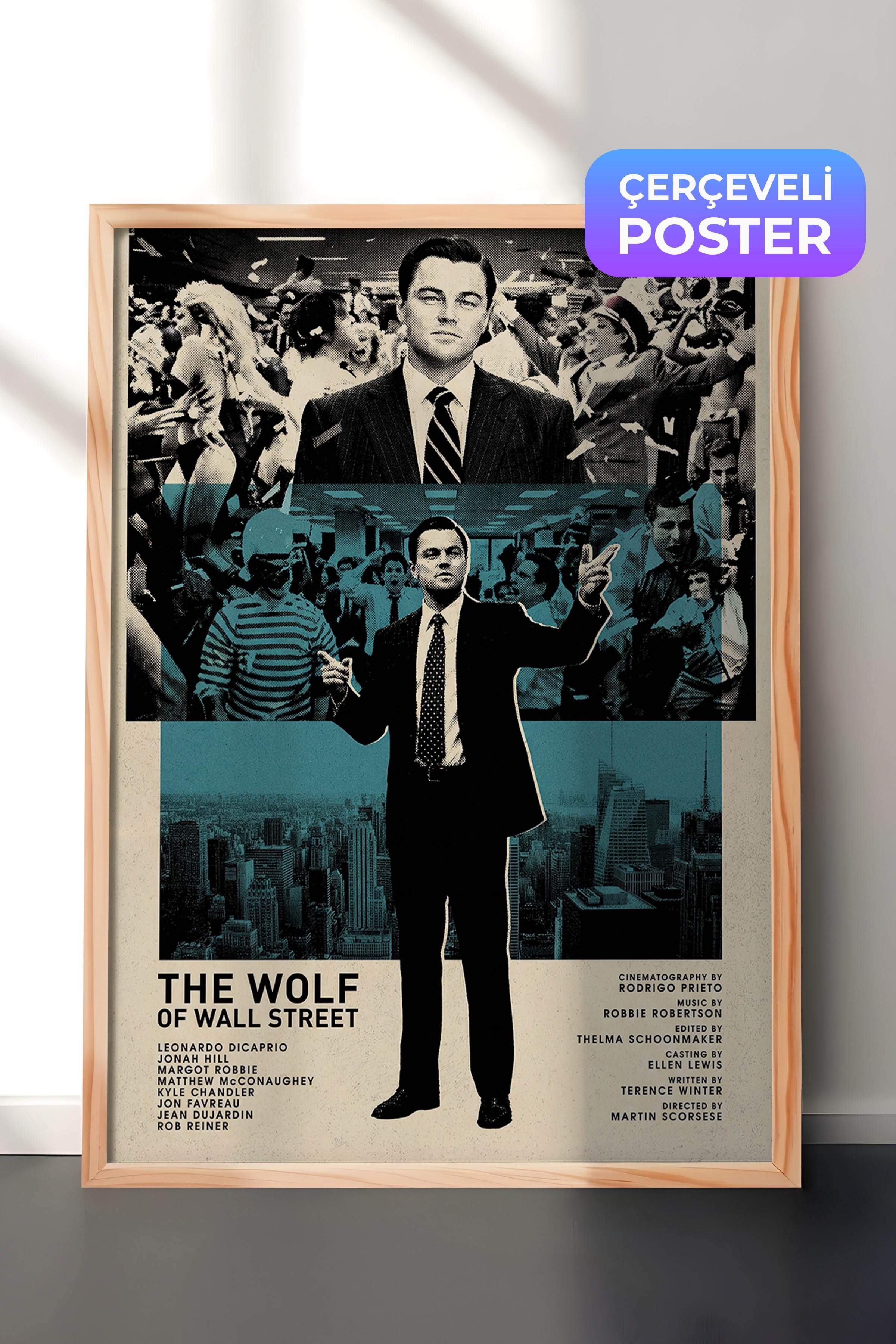 The Wolf of Wall Street Ahşap Çerçeveli Poster, Sinema ve Dizi Tablo, Film Dizi Afişleri NO:112820