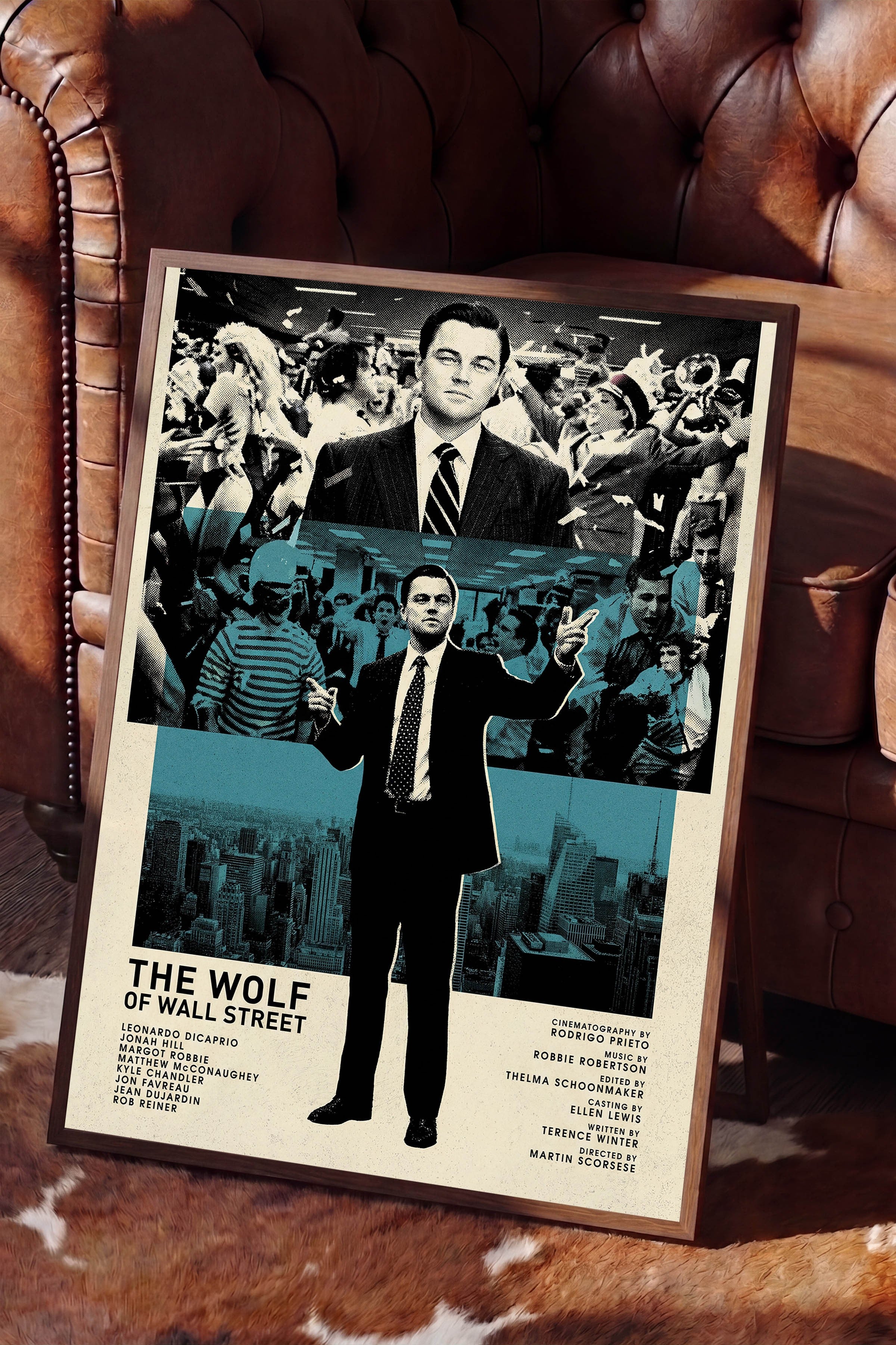 The Wolf of Wall Street Kahverengi Çerçeveli Poster, Sinema ve Dizi Tablo, Film Dizi Afişleri NO:112820