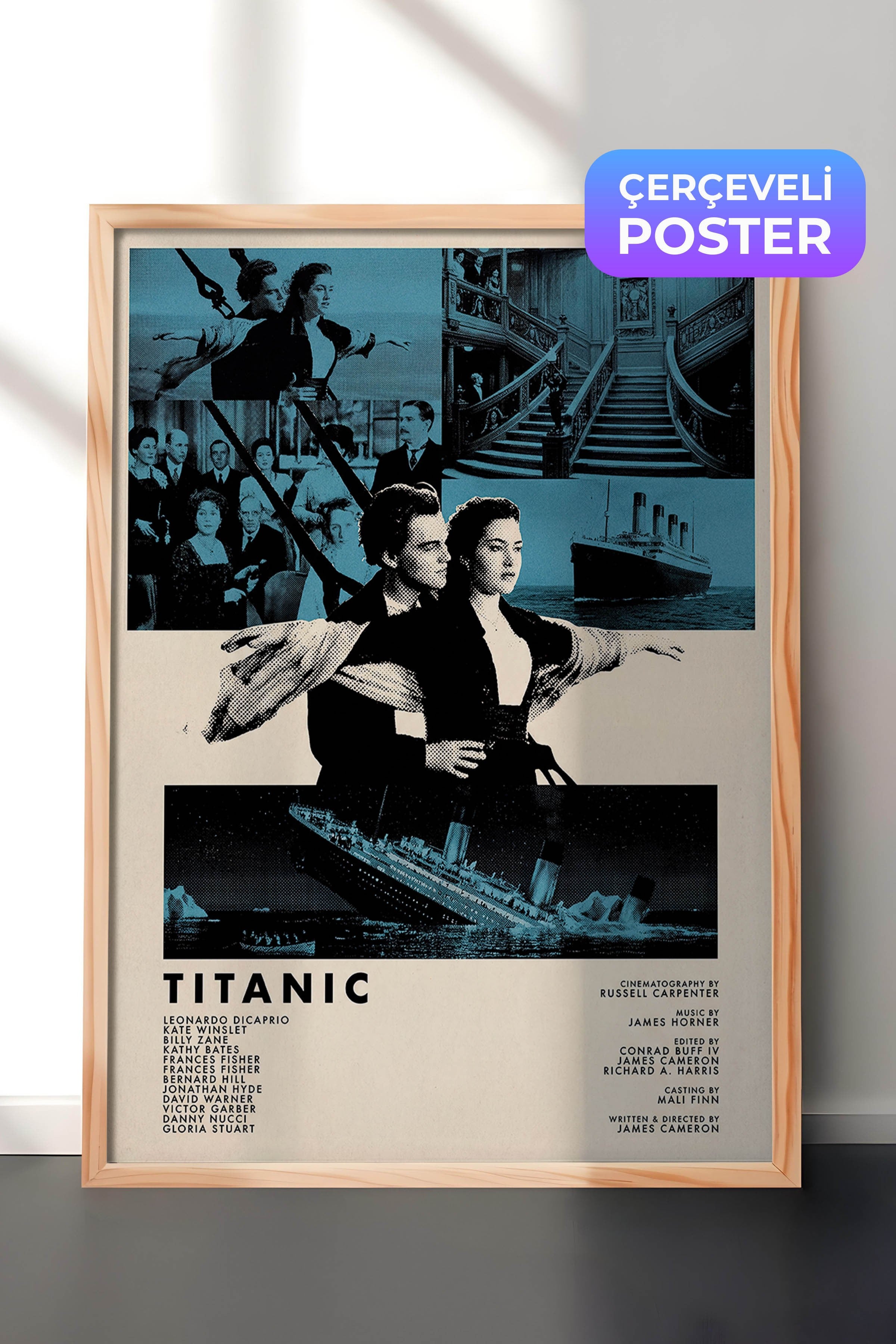 Titanic Ahşap Çerçeveli Poster, Sinema ve Dizi Tablo, Film Dizi Afişleri NO:112812