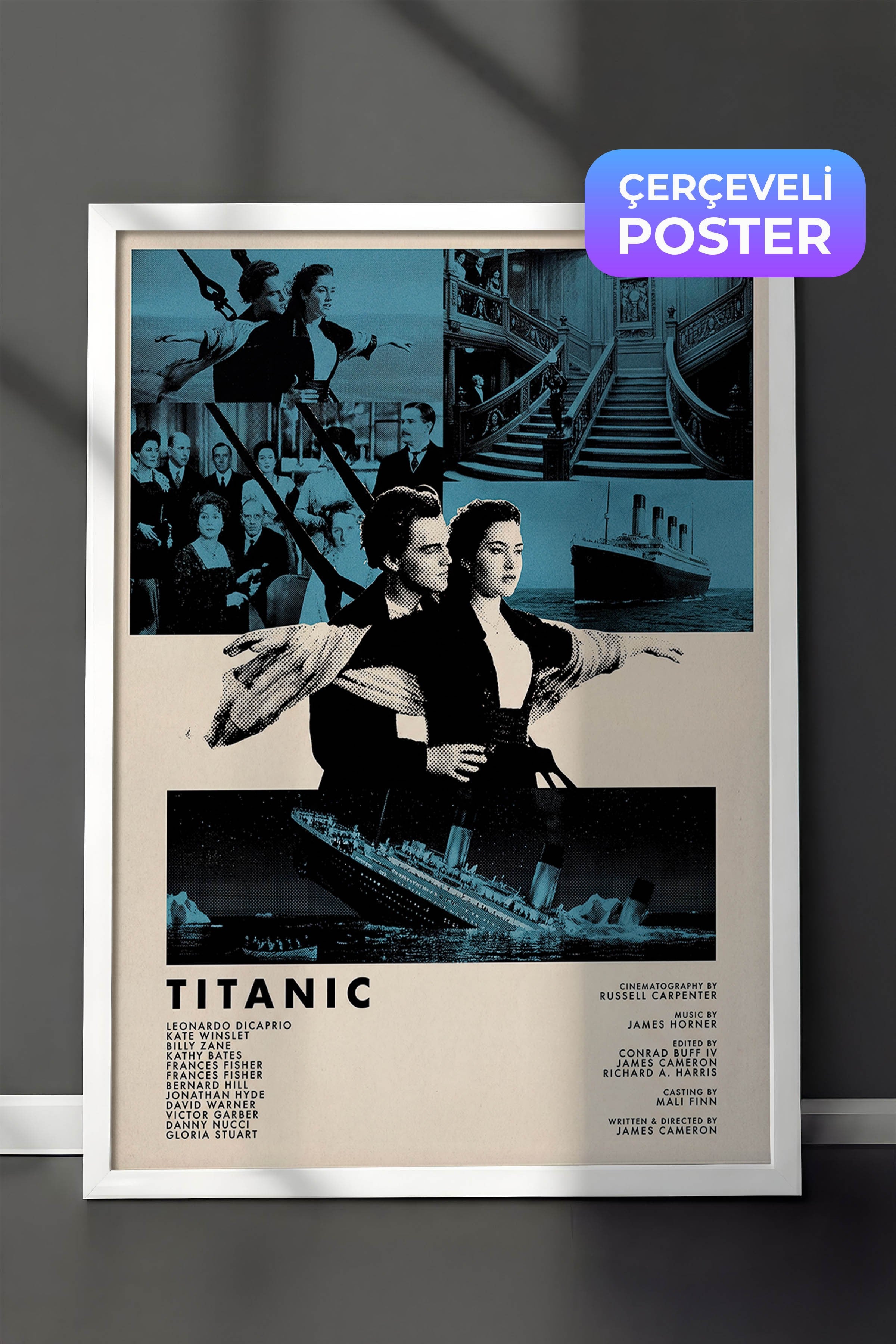 Titanic Beyaz Çerçeveli Poster, Sinema ve Dizi Tablo, Film Dizi Afişleri NO:112812
