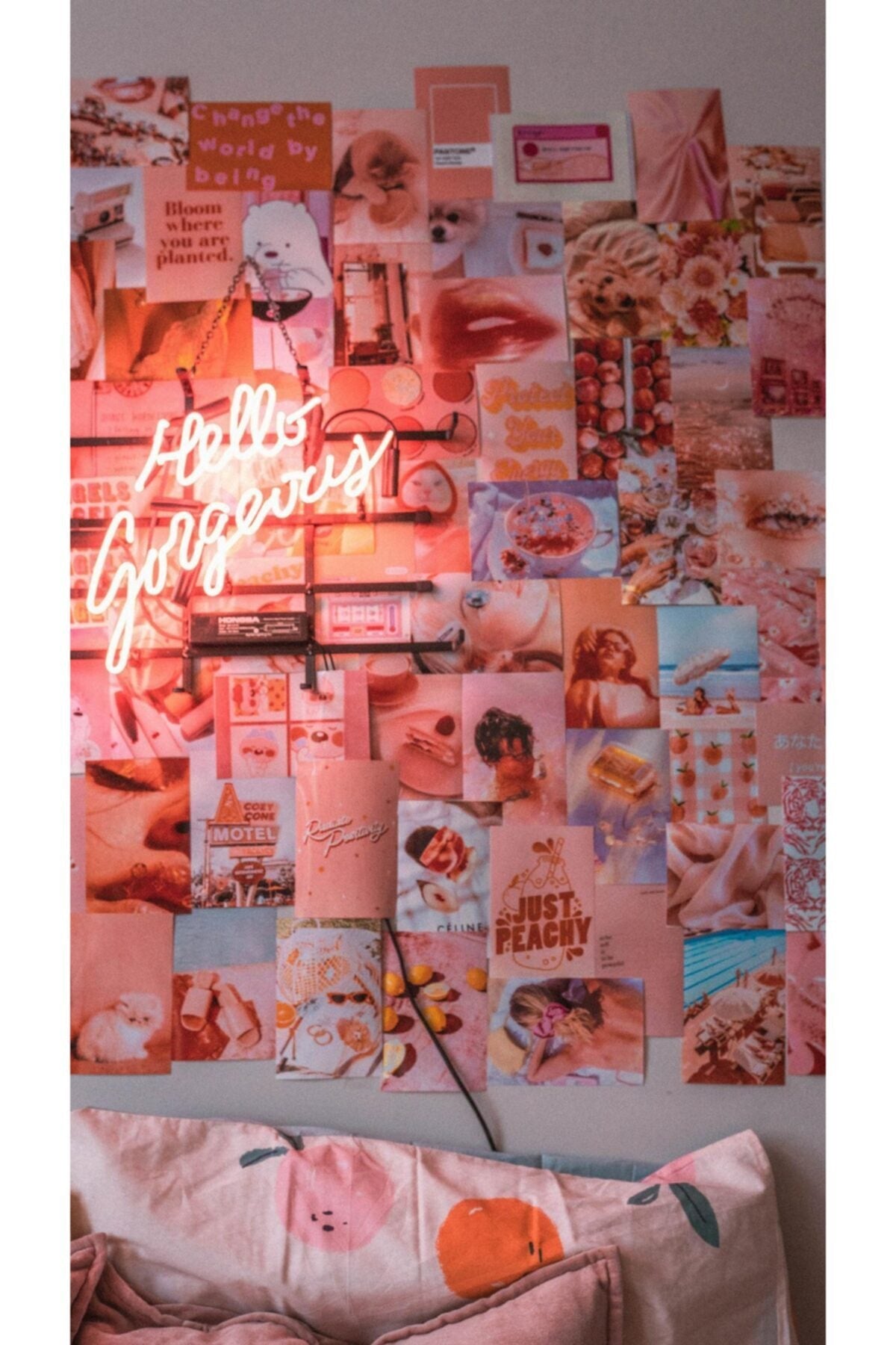 Toz Pembe Duvar Poster Seti - Arkası Yapışkanlı Kolaj Seti - 120 Adet - 10cm*15cm - Kutulu Set