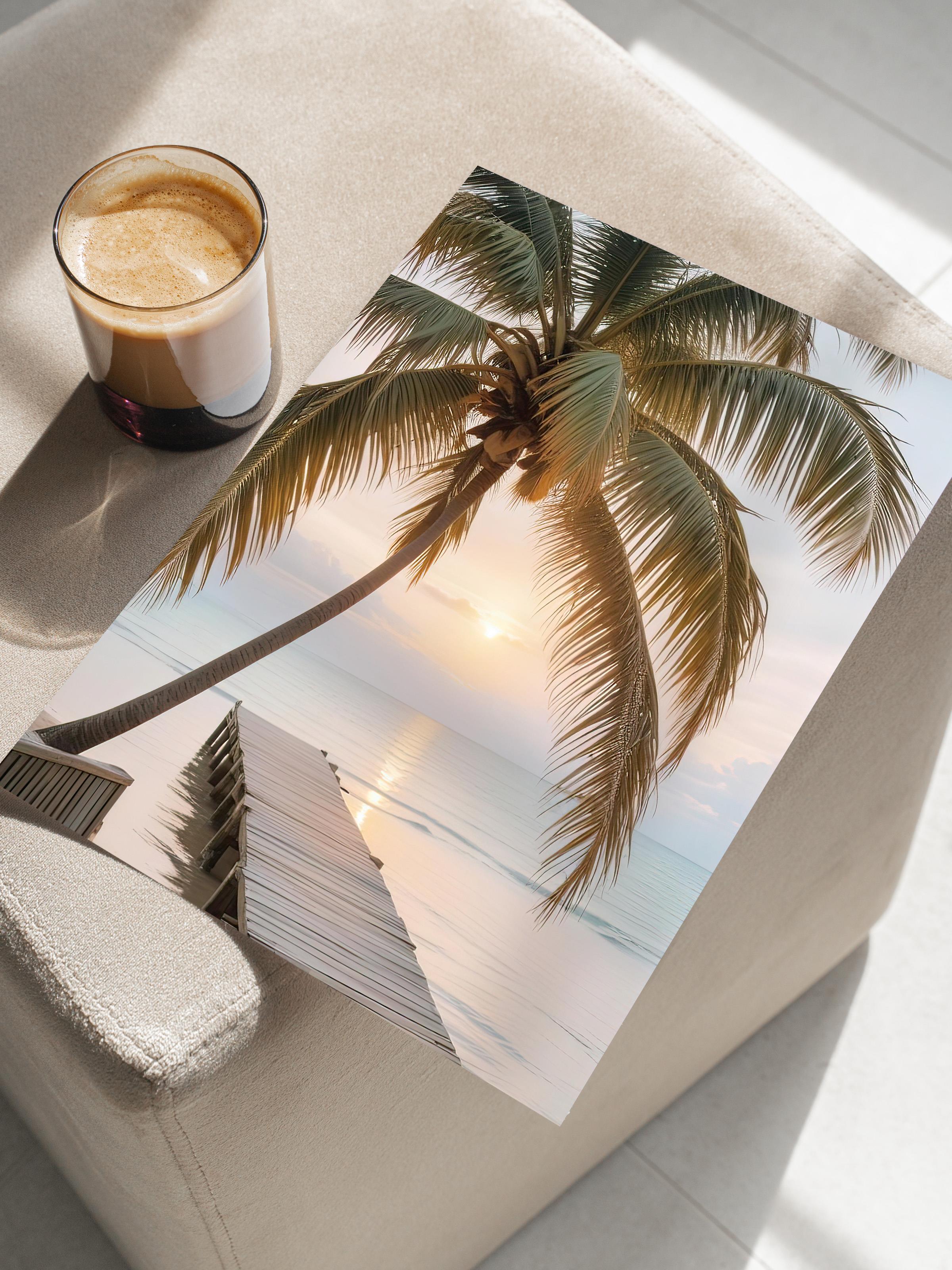 Tropical Jetty Poster, Çerçevesiz Duvar Posteri, Dikey Duvar Tablosu Comfort Serisi NO:108309