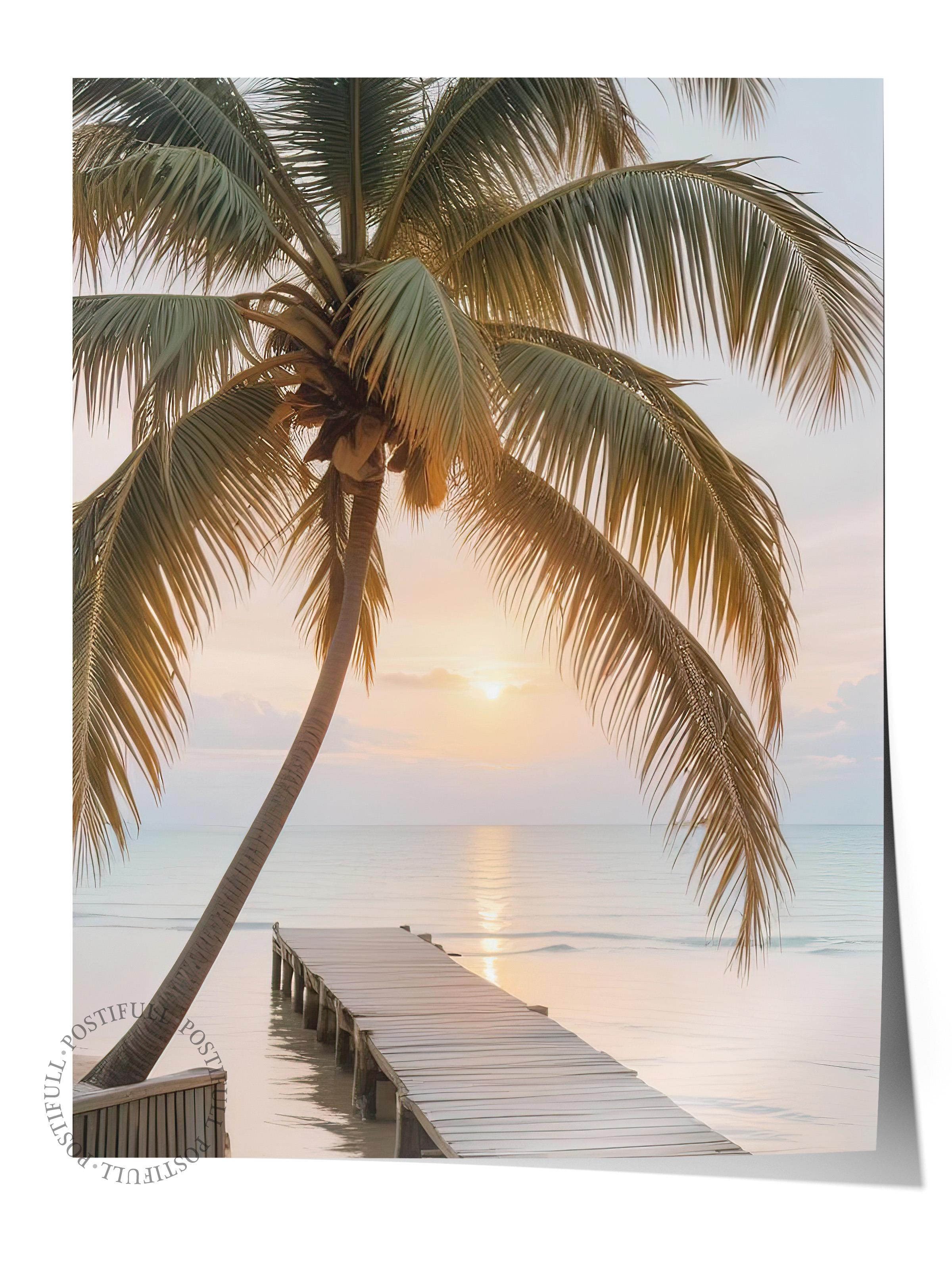 Tropical Jetty Poster, Çerçevesiz Duvar Posteri, Dikey Duvar Tablosu Comfort Serisi NO:108309