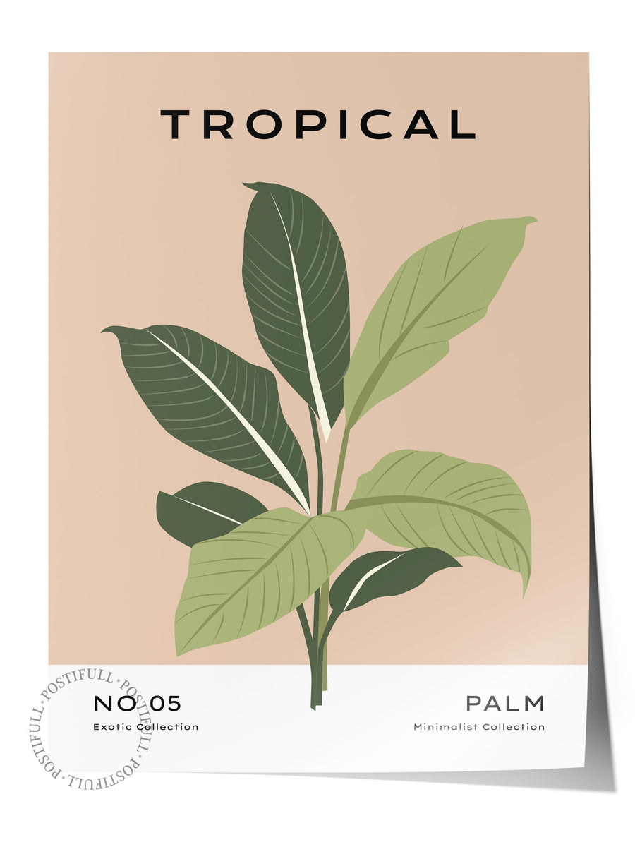 Farklı Tonlarda TROPICAL Tropikal İllustrasyon Çerçevesiz Poster