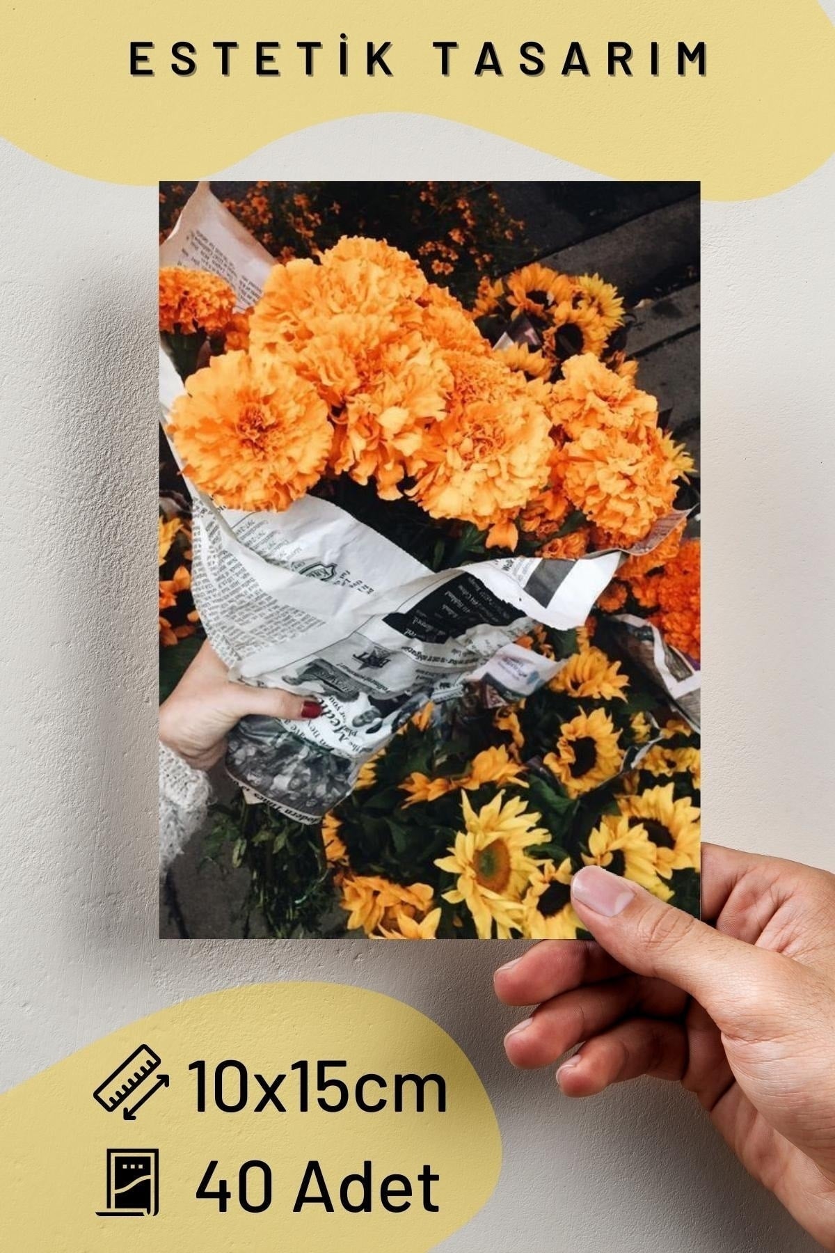 Turuncu Poster Kolaj Seti, Arkası Yapışkanlı 40 Adet, Poster Seti, Estetik, Duvar Dekor Poster Seti