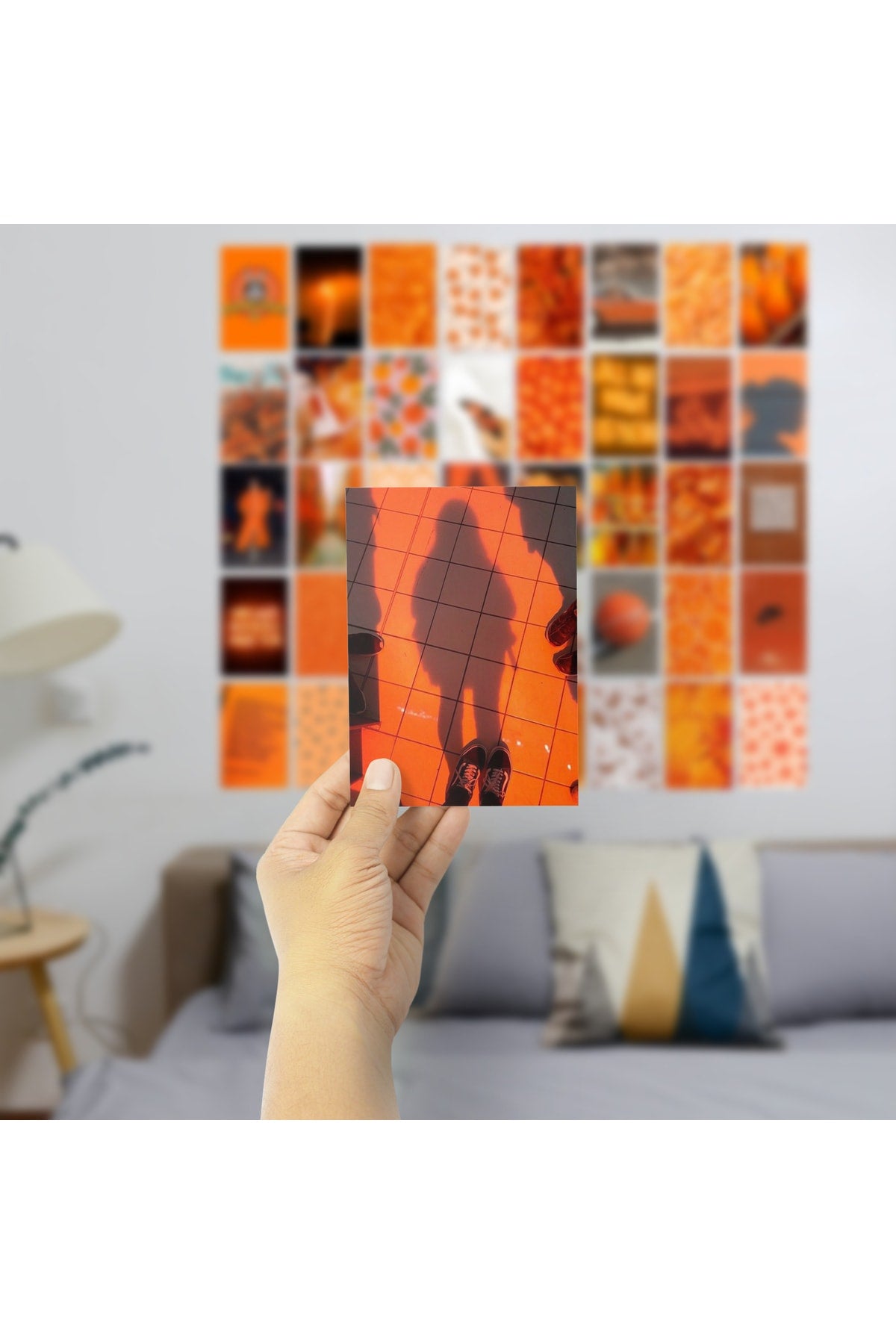 Turuncu Poster Kolaj Seti, Arkası Yapışkanlı 40 Adet, Poster Seti, Estetik, Duvar Dekor Poster Seti