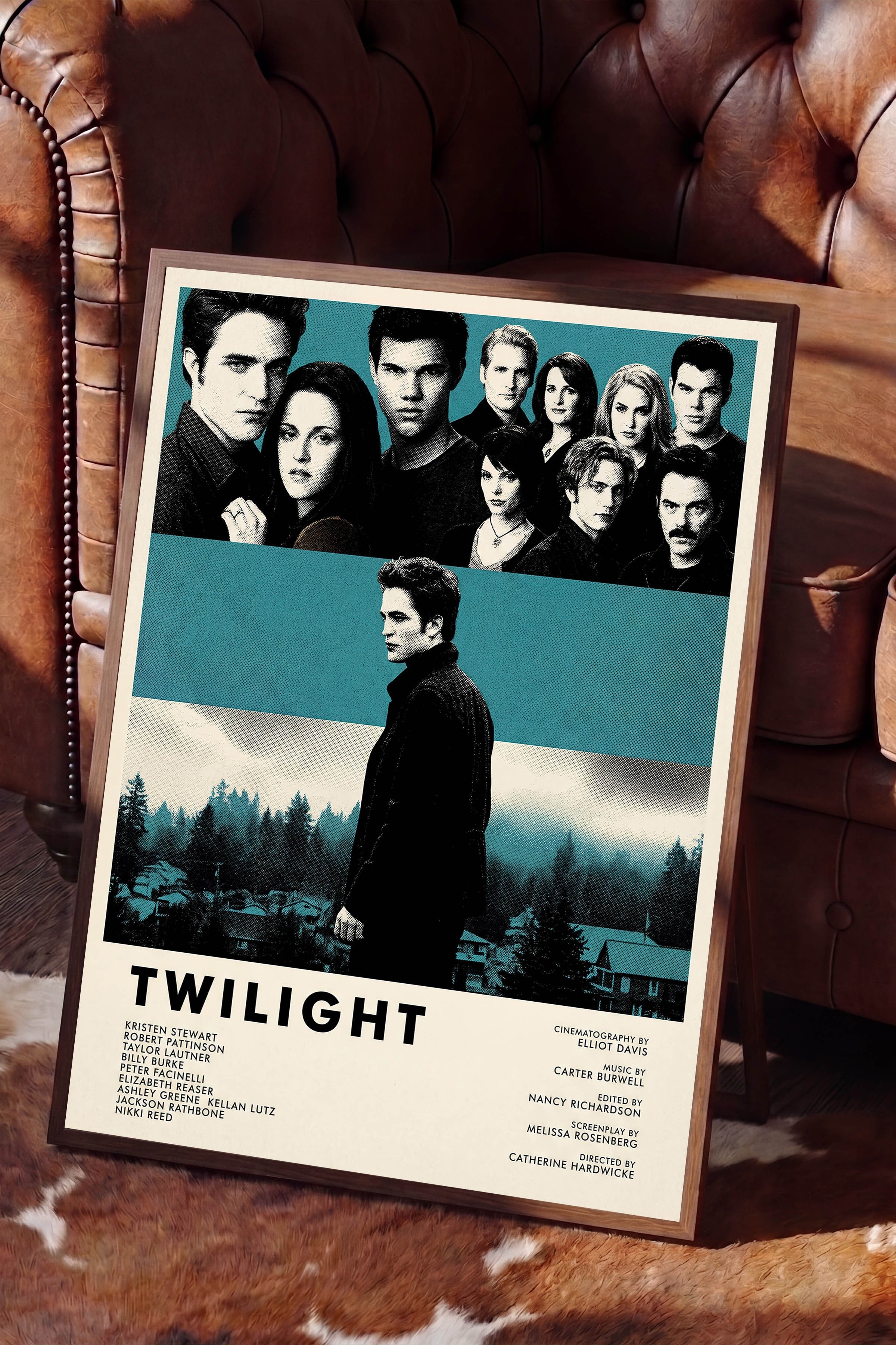 Twilight Kahverengi Çerçeveli Poster, Sinema ve Dizi Tablo, Film Dizi Afişleri NO:112816