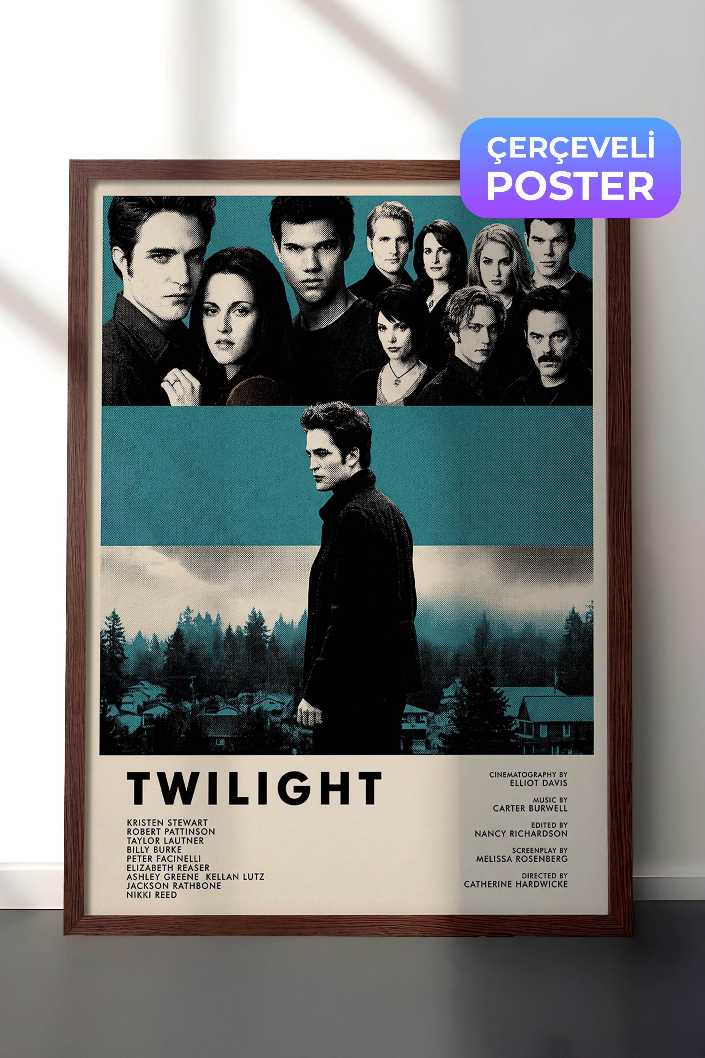 Twilight Kahverengi Çerçeveli Poster, Sinema ve Dizi Tablo, Film Dizi Afişleri NO:112816