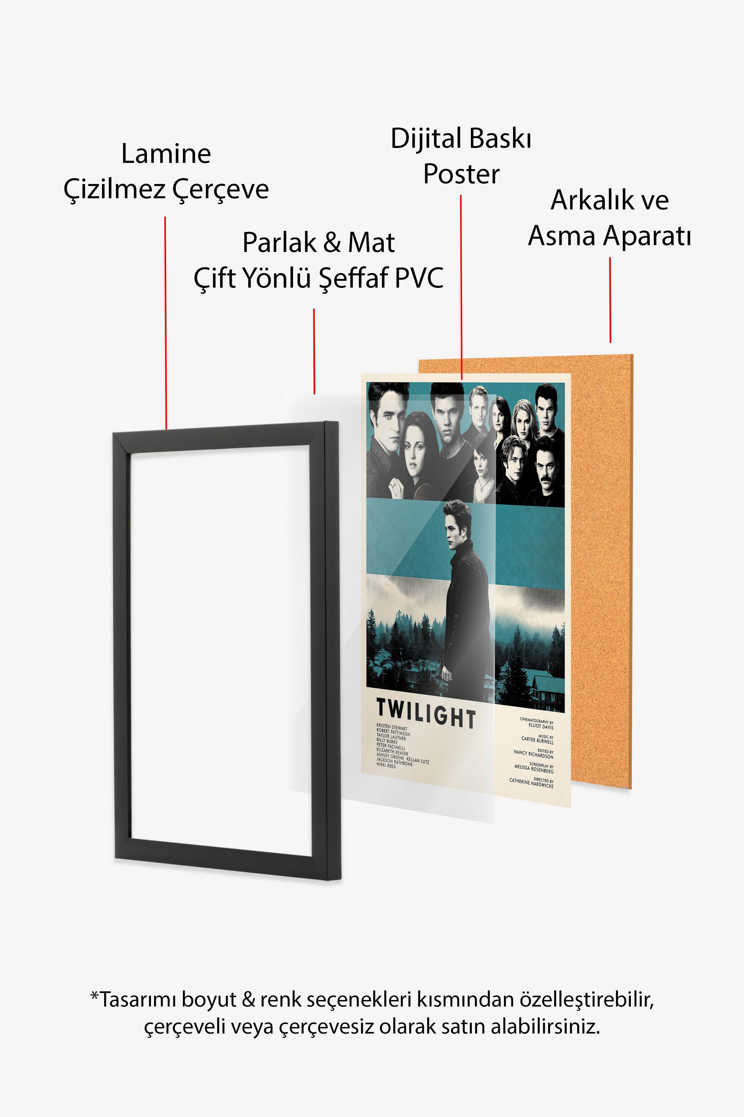 Twilight Siyah Çerçeveli Poster, Sinema ve Dizi Tablo, Film Dizi Afişleri NO:112816