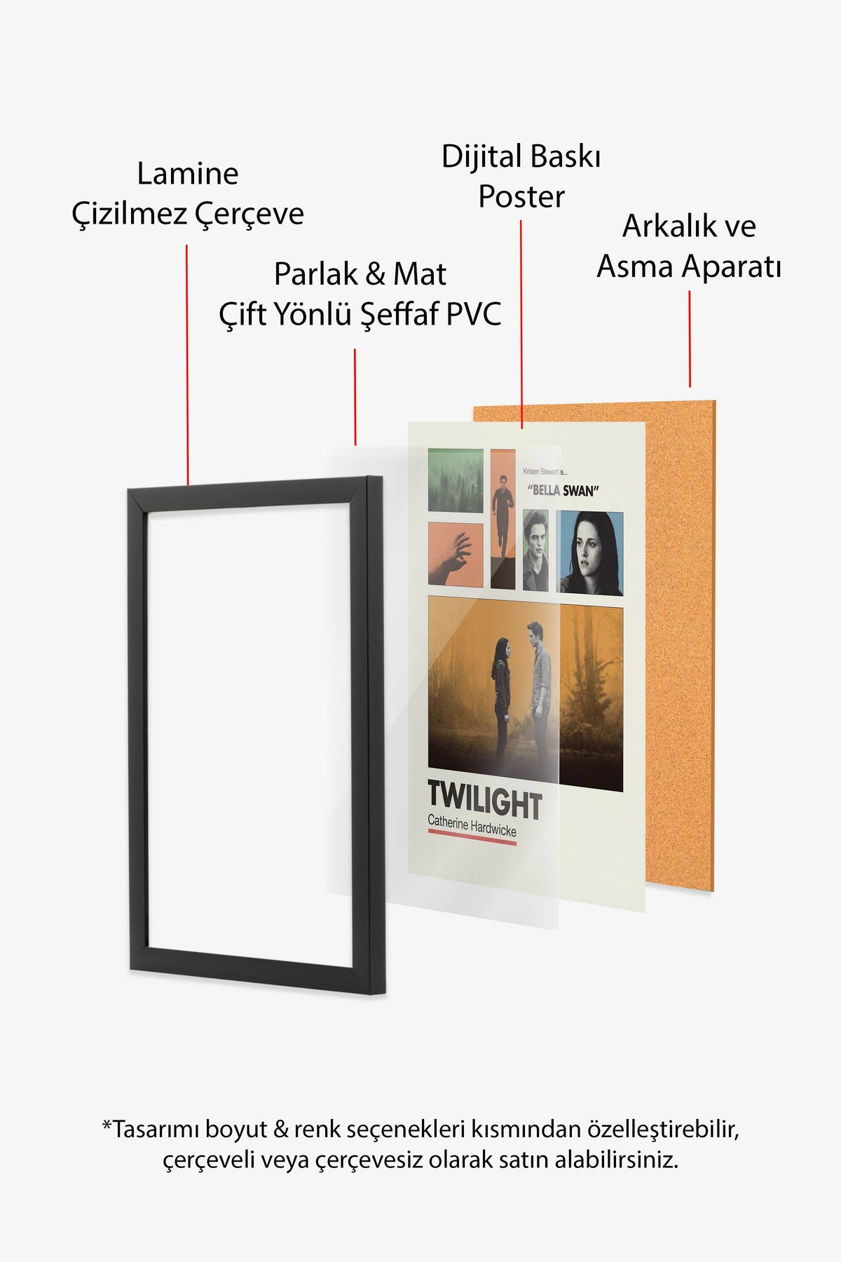Twilight Siyah Çerçeveli Poster, Sinema ve Dizi Tablo, Film Dizi Afişleri NO:112946