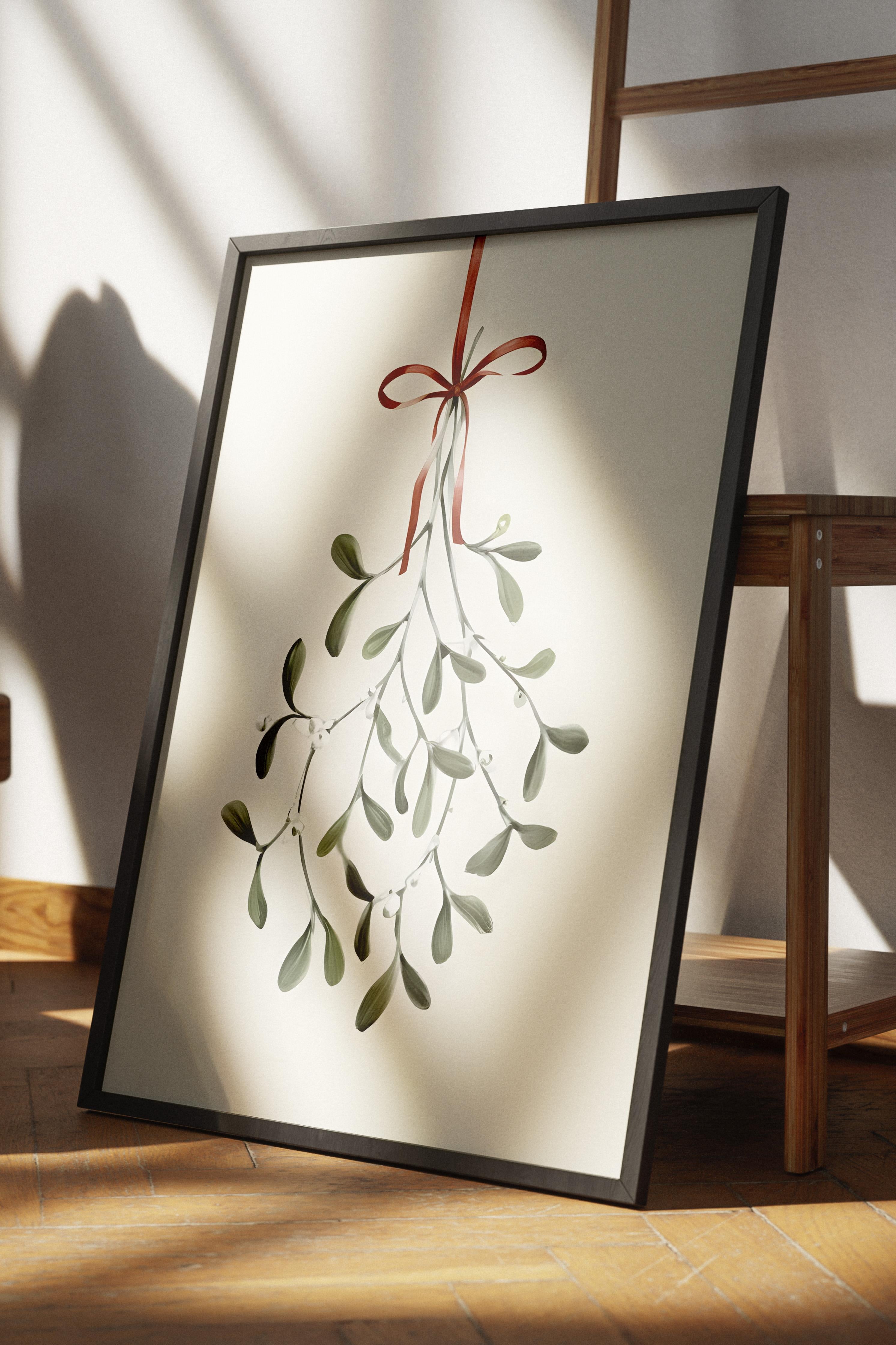 Under the Mistletoe Yılbaşı Tablo, Siyah Çerçeve ve Poster, Duvar Tablosu Comfort Serisi NO:108477