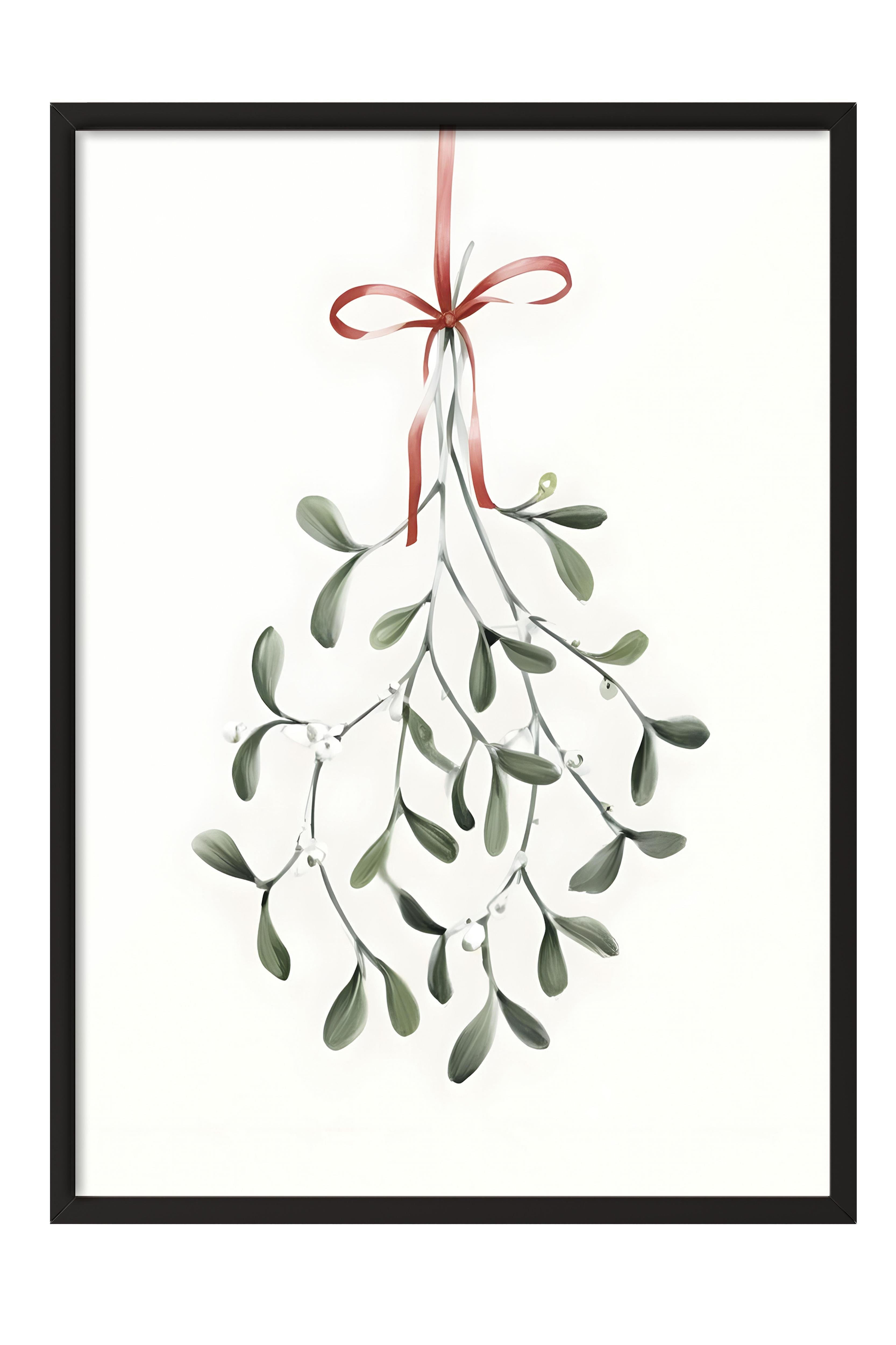 Under the Mistletoe Yılbaşı Tablo, Siyah Çerçeve ve Poster, Duvar Tablosu Comfort Serisi NO:108477