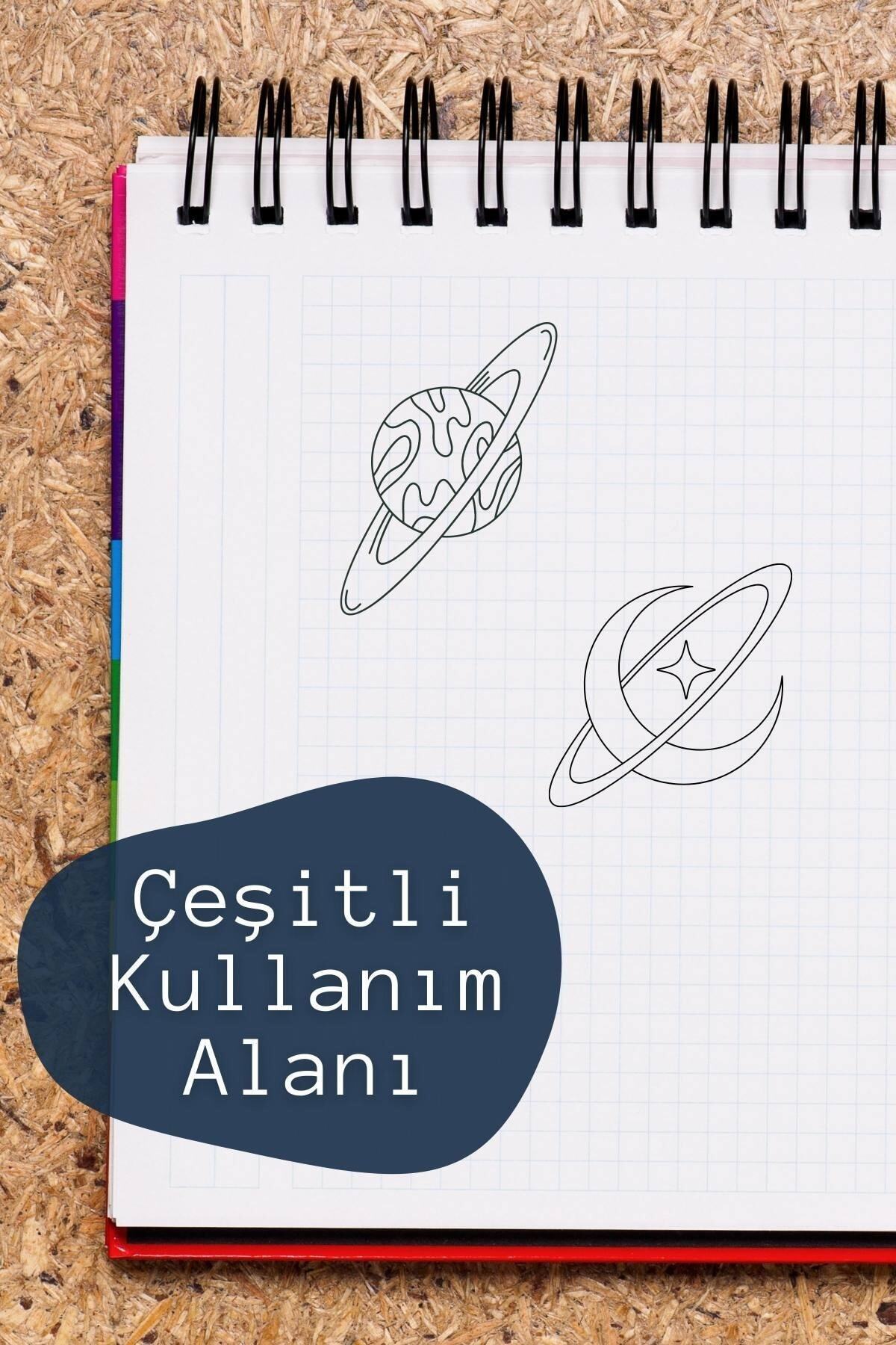 Uzay Temalı Sticker Seti - 12 Adet Etiket Seti- Telefon, Tablet, Defter Laptop Uyumlu Etiket