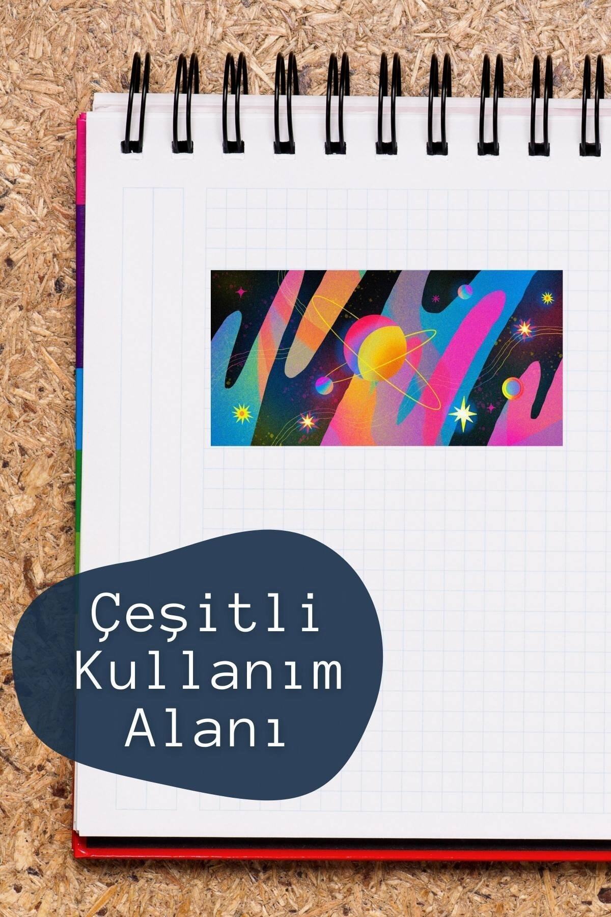 Uzay Temalı Sticker Seti - 4 Adet Etiket Seti- Telefon, Tablet, Defter Laptop Uyumlu Etiket