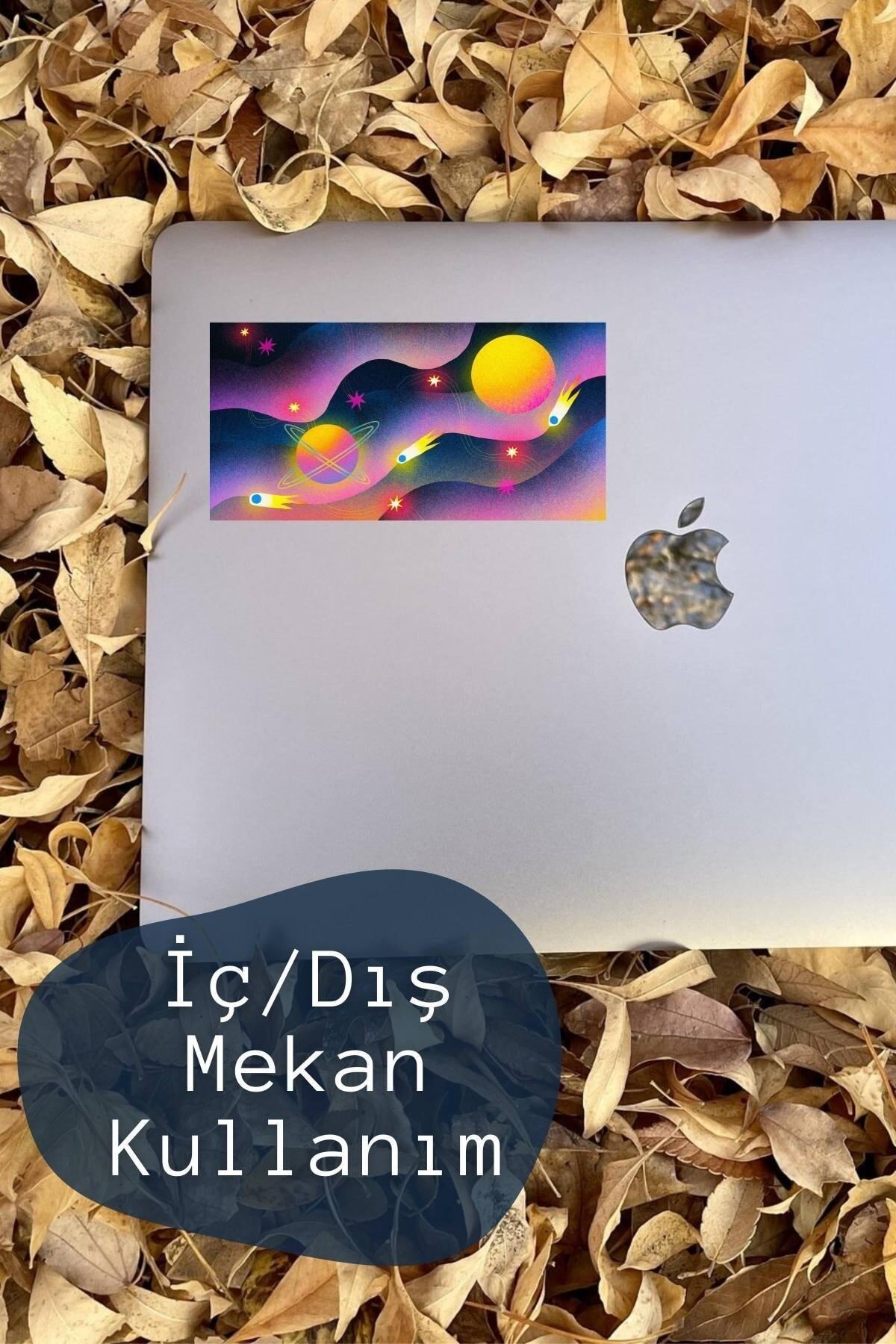 Uzay Temalı Sticker Seti - 4 Adet Etiket Seti- Telefon, Tablet, Defter Laptop Uyumlu Etiket