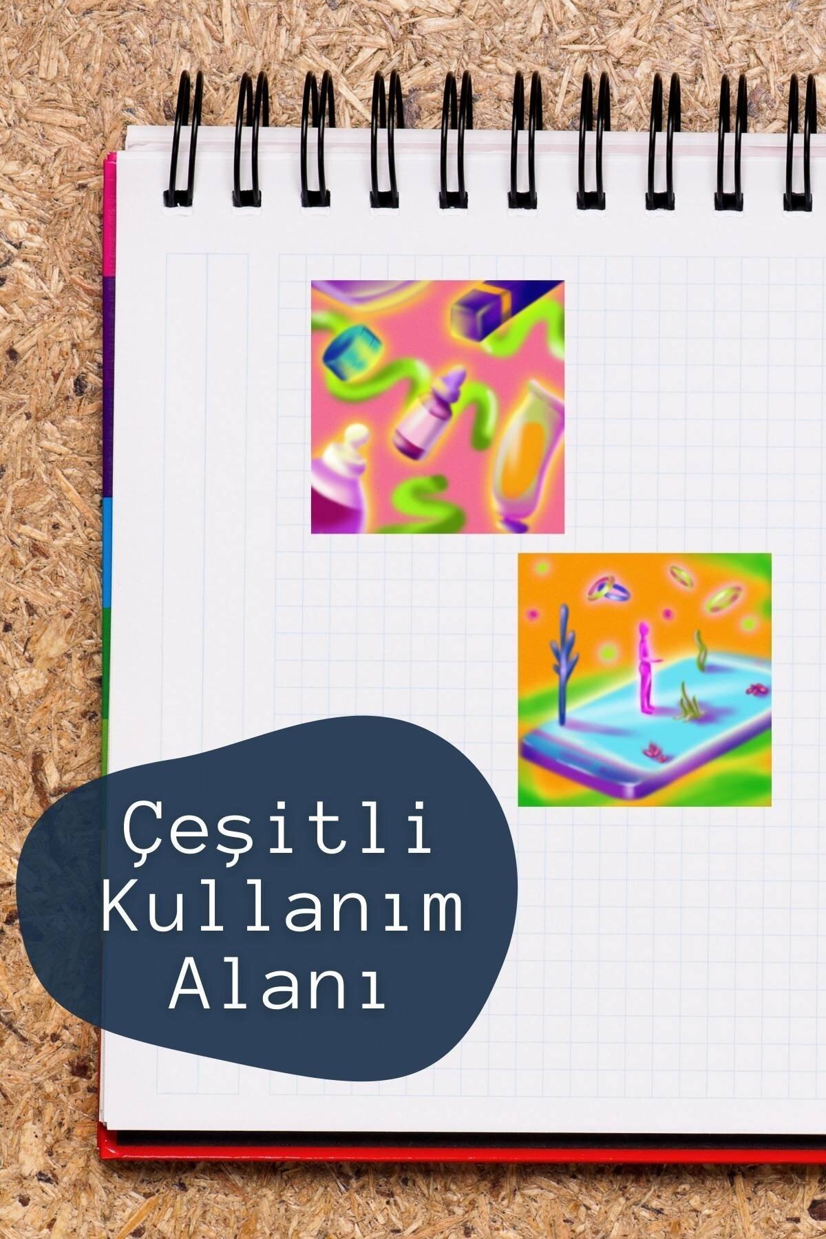 Uzay Temalı Sticker Seti - 5 Adet Etiket Seti- Telefon, Tablet, Defter Laptop Uyumlu Etiket