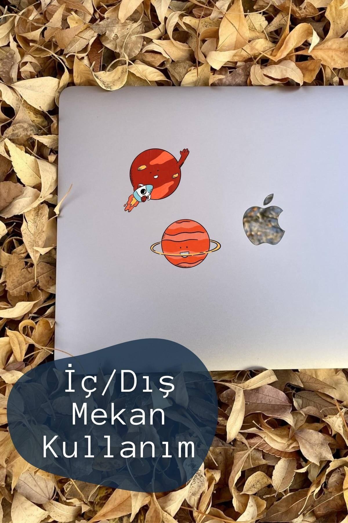 Uzay Temalı Sticker Seti - 6 Adet Etiket Seti- Telefon, Tablet, Defter Laptop Uyumlu Etiket