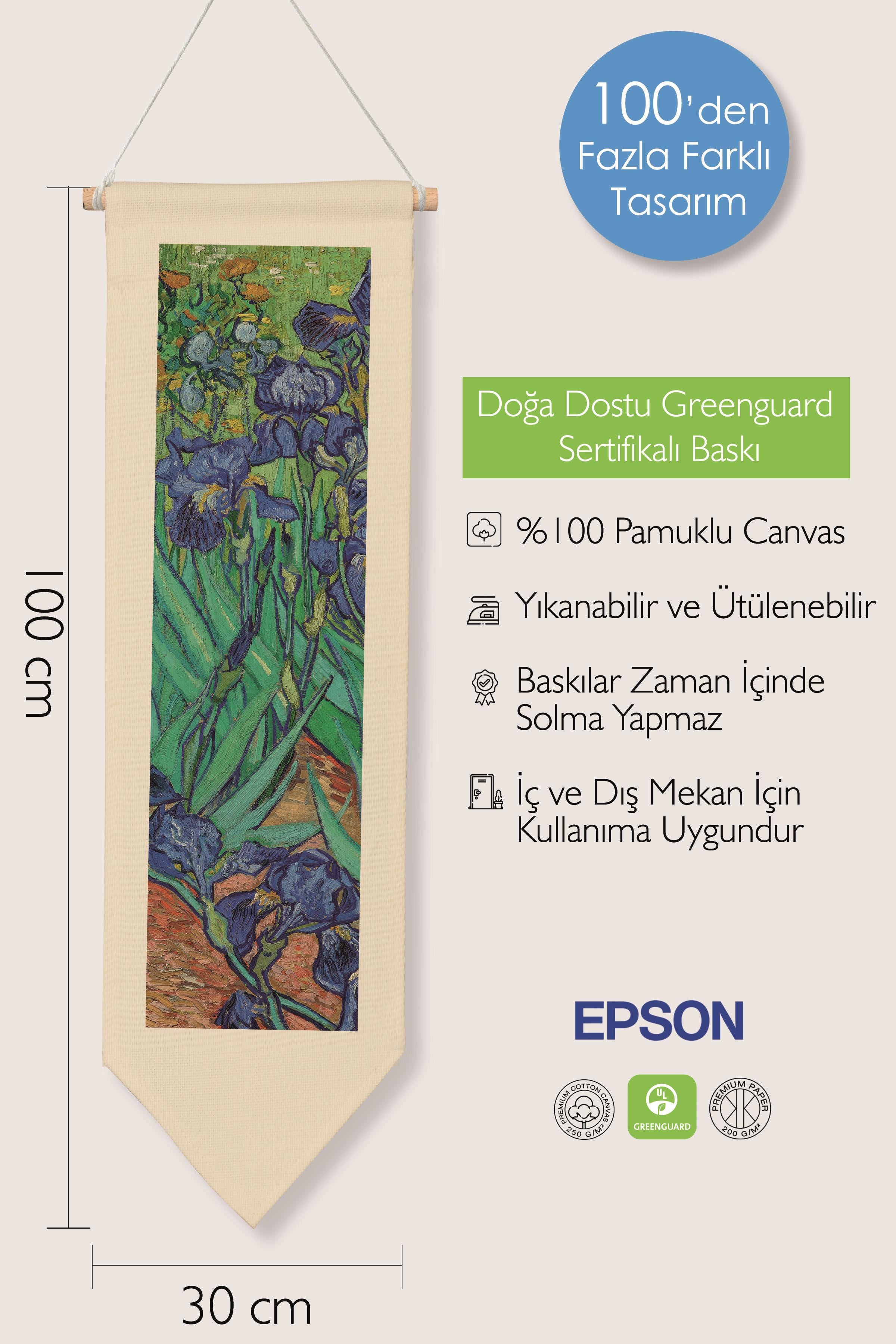 Van Gogh Duvar Halısı, Sanat Serisi Dekor, 100cm Kanvas Flama Askılı Duvar Örtüsü NO:731