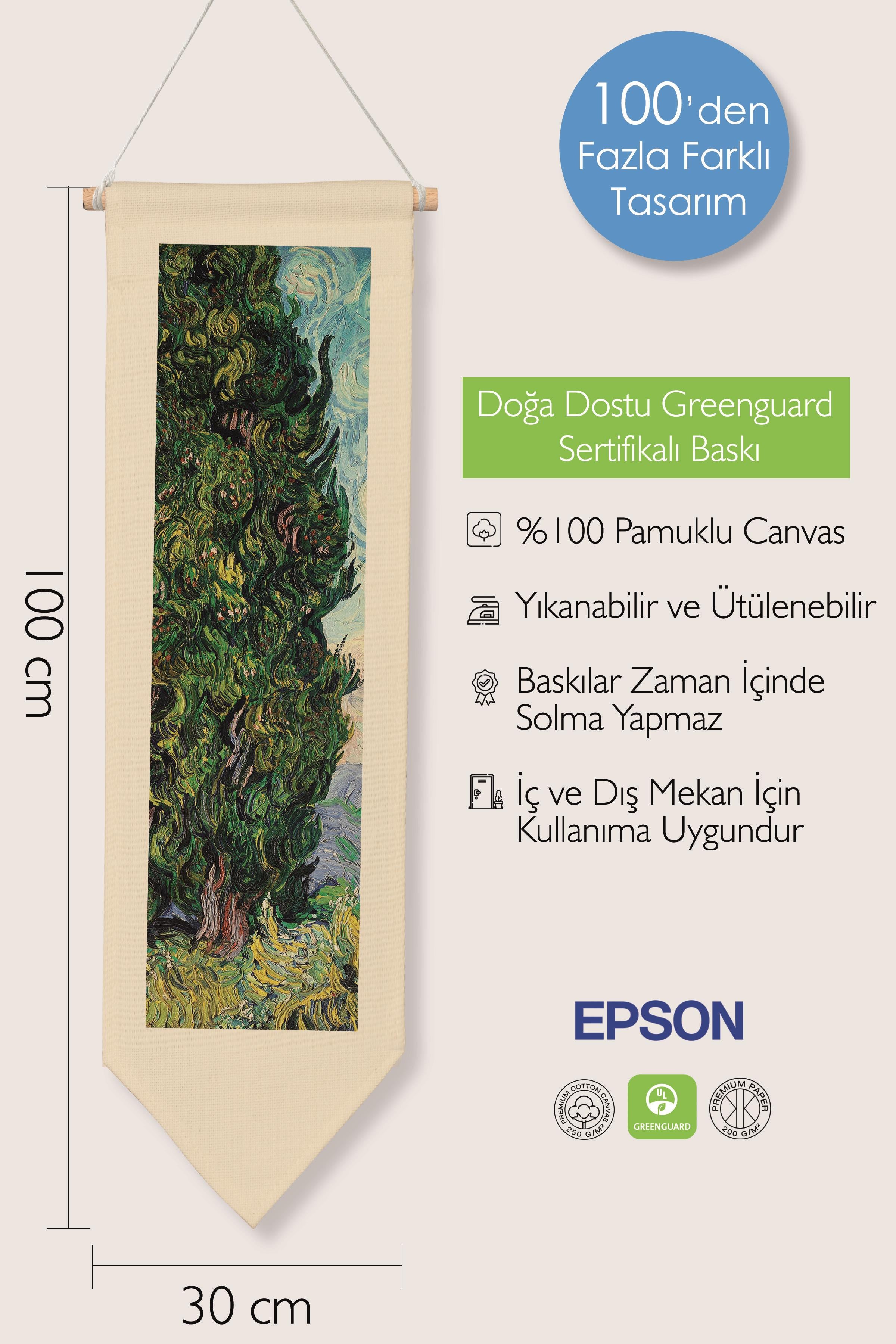 Van Gogh Duvar Halısı, Sanat Serisi Dekor, 100cm Kanvas Flama Askılı Duvar Örtüsü NO:732
