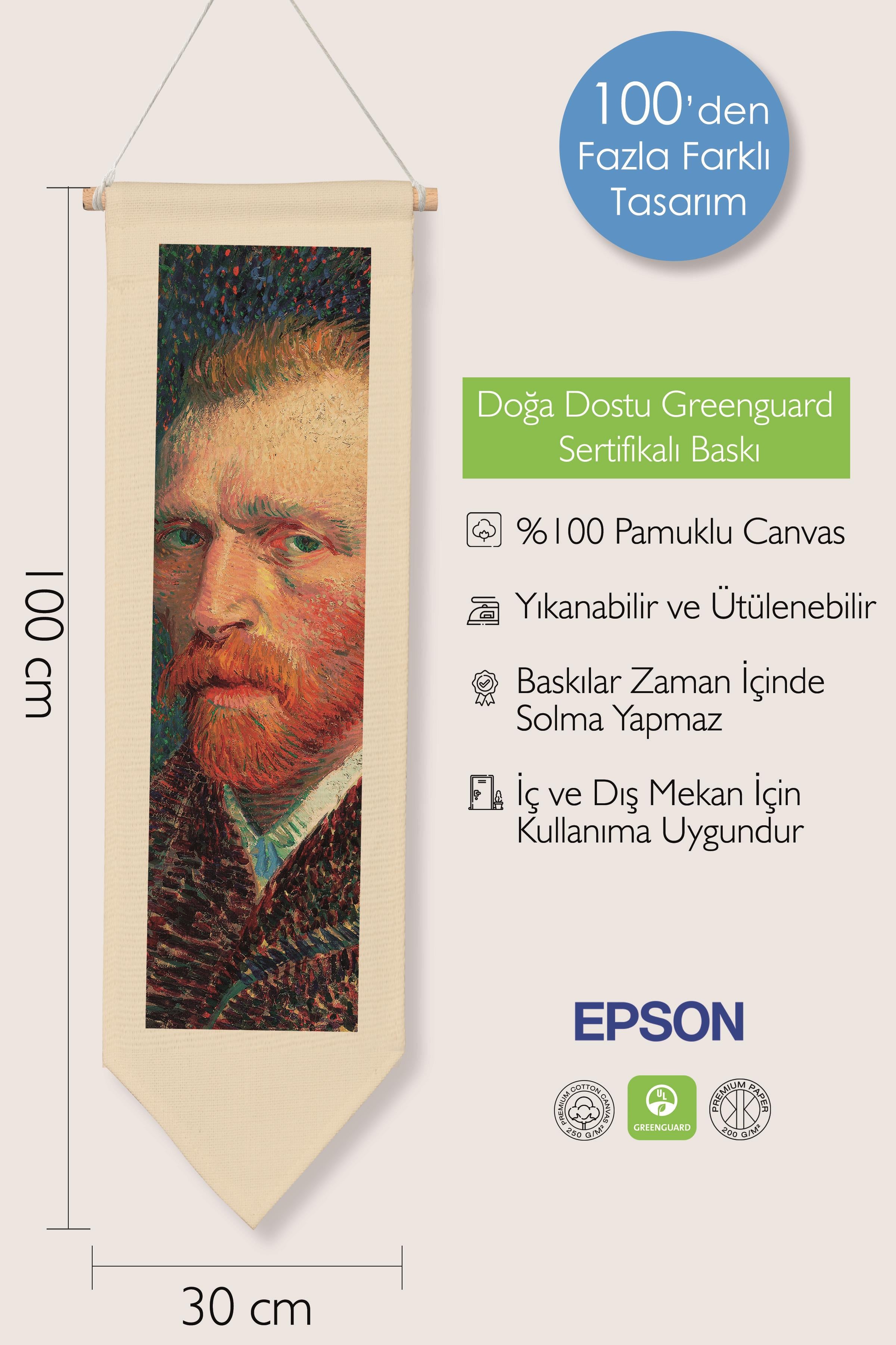 Van Gogh Duvar Halısı, Sanat Serisi Dekor, 100cm Kanvas Flama Askılı Duvar Örtüsü NO:735