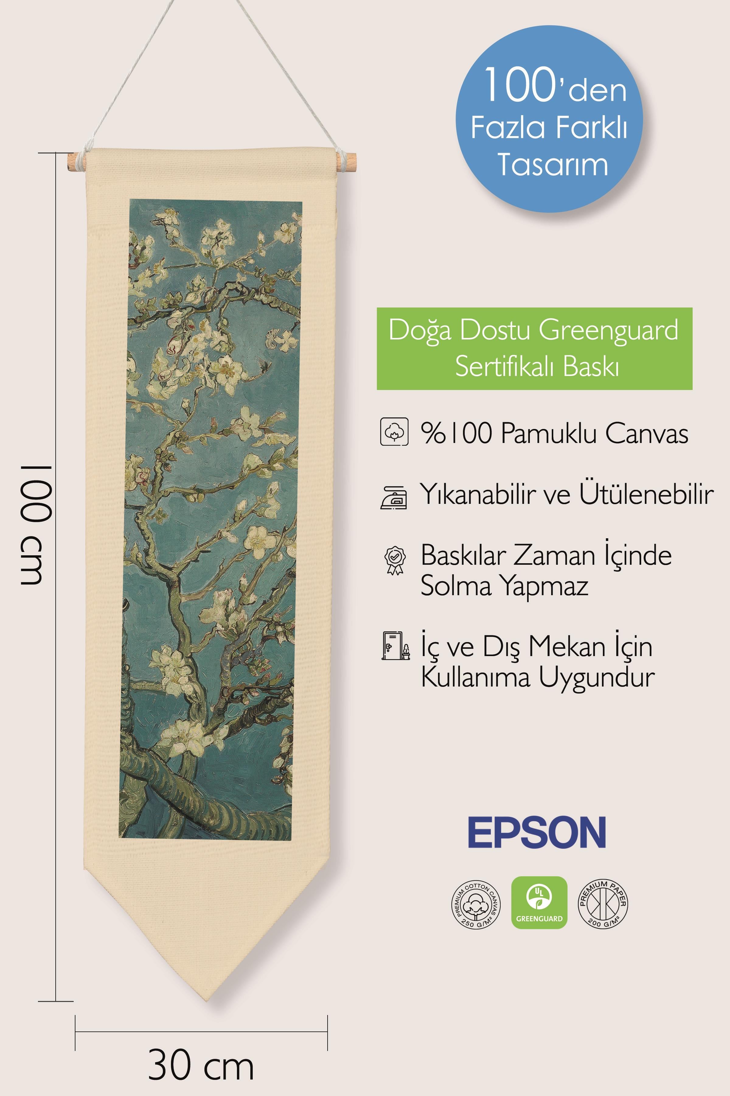 Van Gogh Duvar Halısı, Sanat Serisi Dekor, 100cm Kanvas Flama Askılı Duvar Örtüsü NO:747