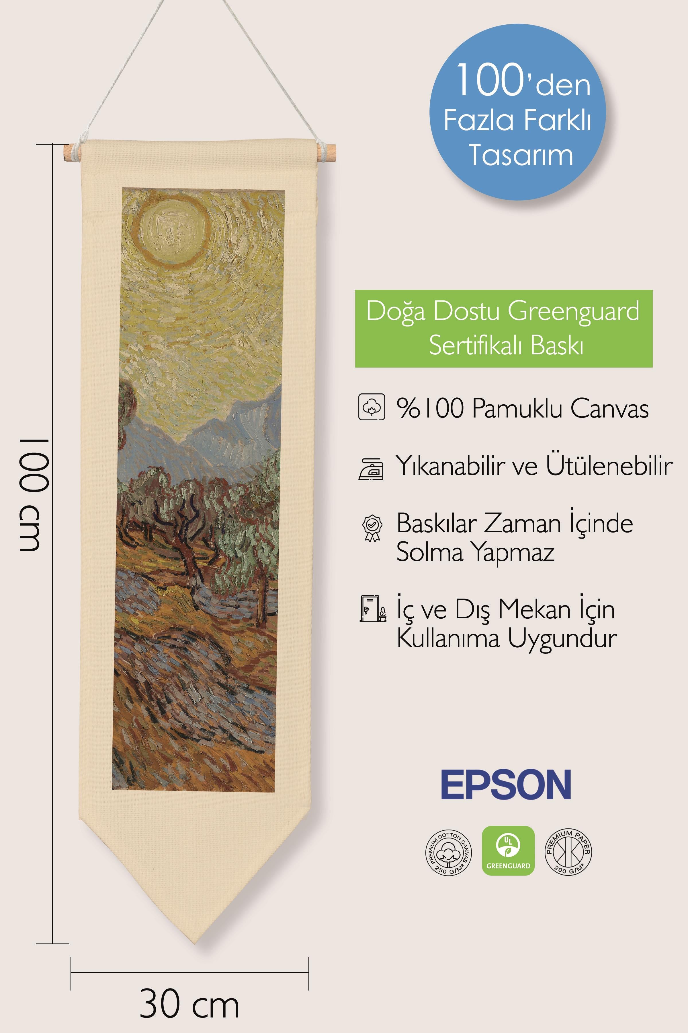 Van Gogh Duvar Halısı, Sanat Serisi Dekor, 100cm Kanvas Flama Askılı Duvar Örtüsü NO:751