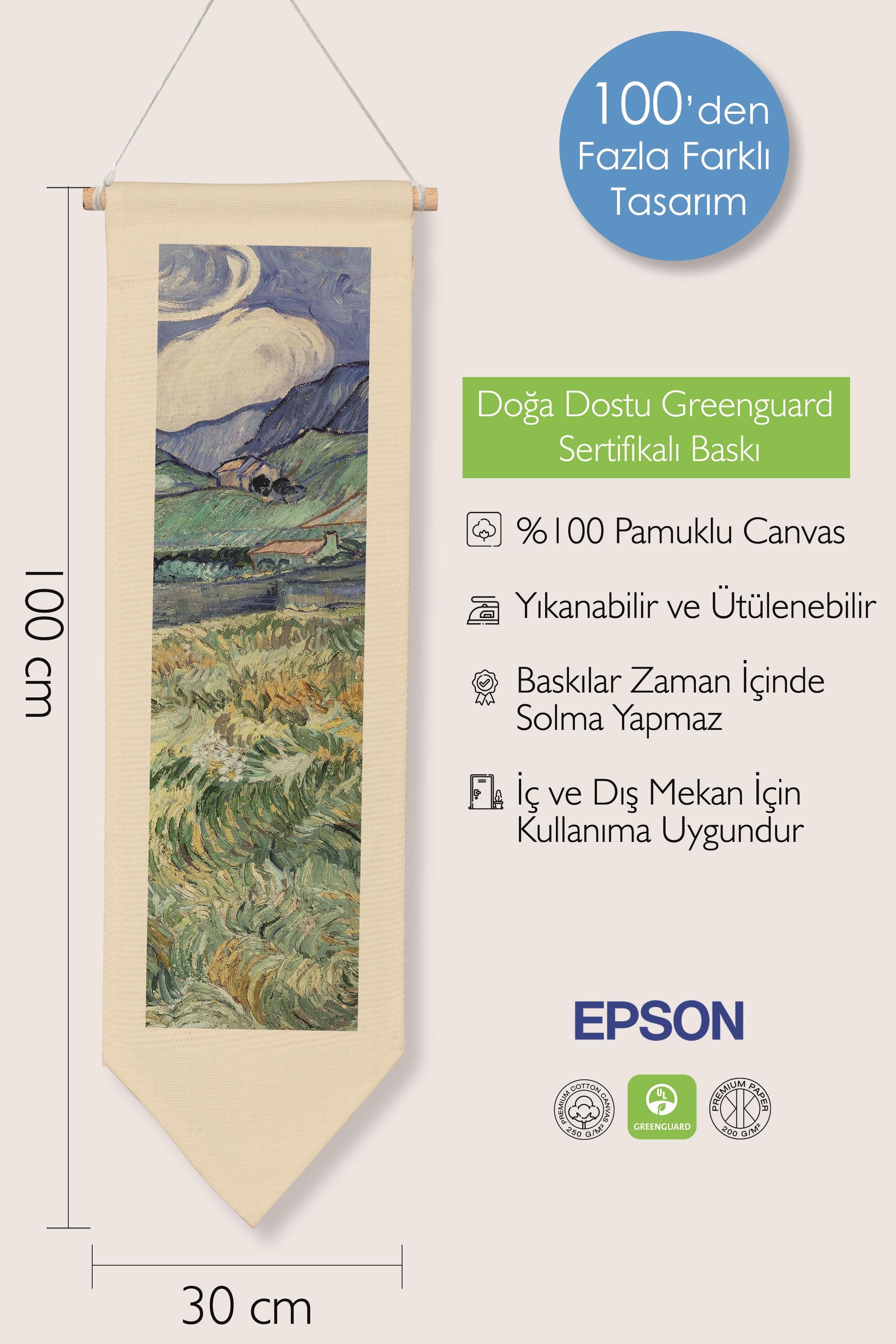 Van Gogh Duvar Halısı, Sanat Serisi Dekor, 100cm Kanvas Flama Askılı Duvar Örtüsü NO:753