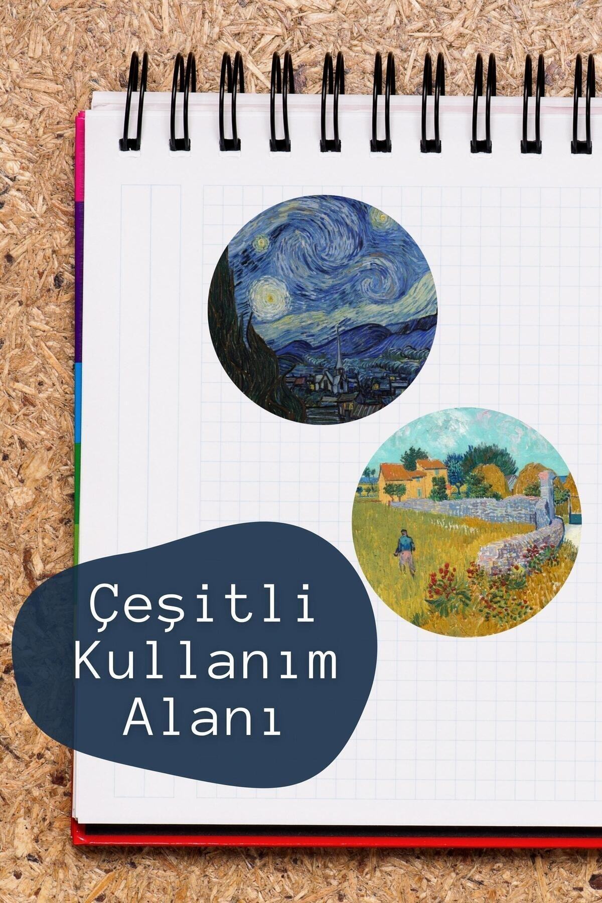 Van Gogh Temalı Sticker Seti - 12 Adet Etiket Seti- Telefon, Tablet, Defter Laptop Uyumlu Etiket