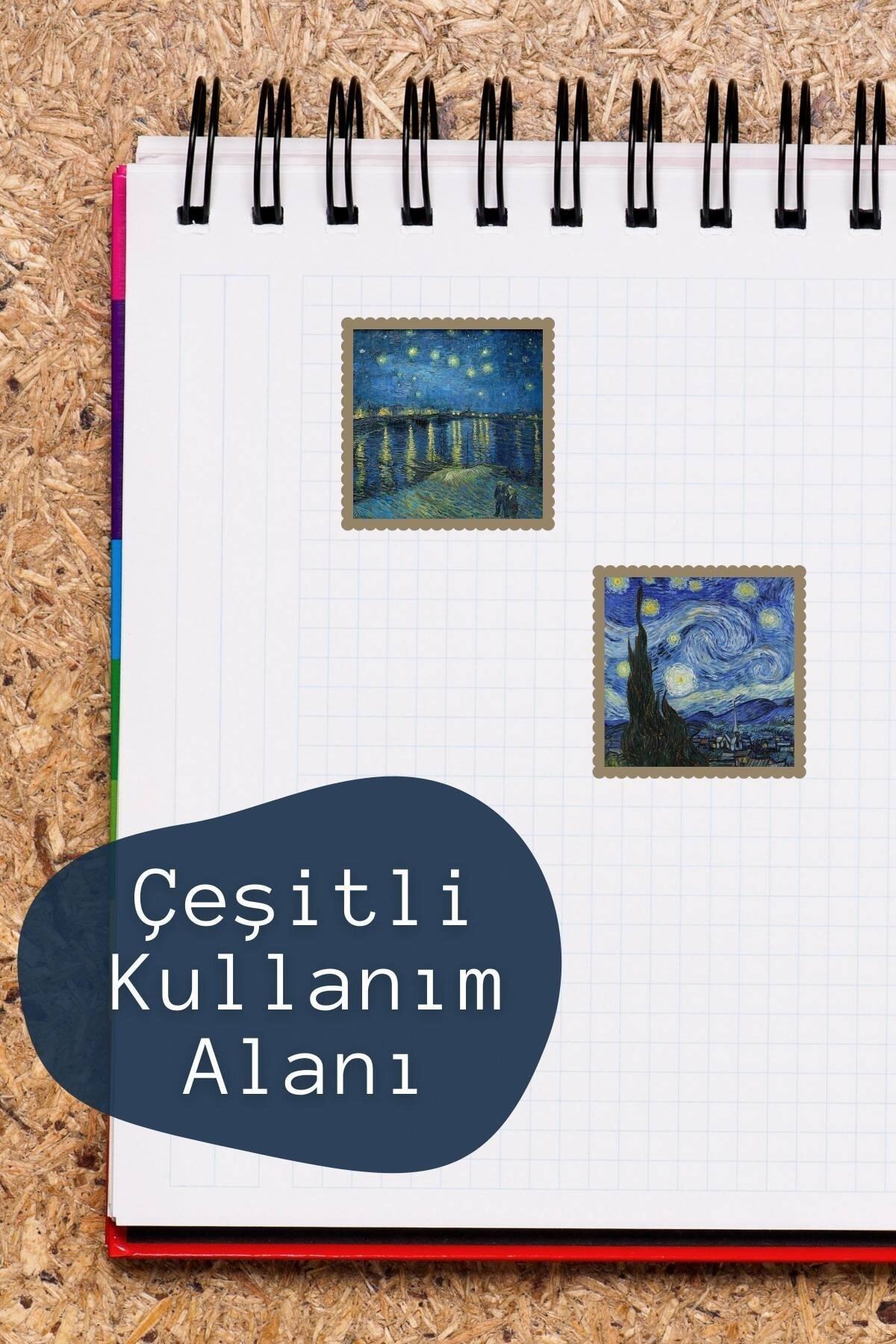 Van Gogh Temalı Sticker Seti - 8 Adet Etiket Seti- Telefon, Tablet, Defter Laptop Uyumlu Etiket