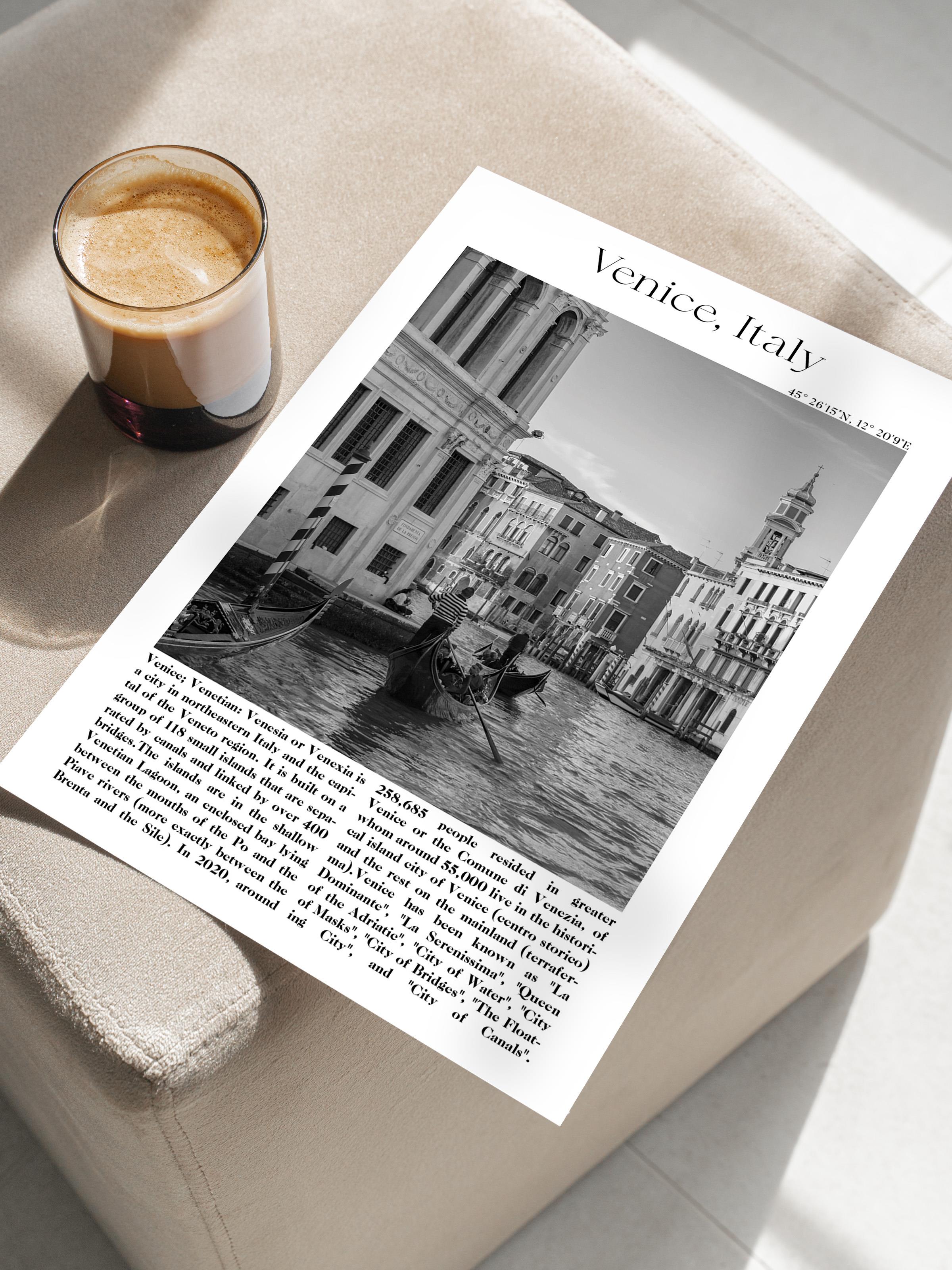 Venedik - İtalya, Şehir Temalı Poster, Çerçevesiz Duvar Posteri, NO:30047