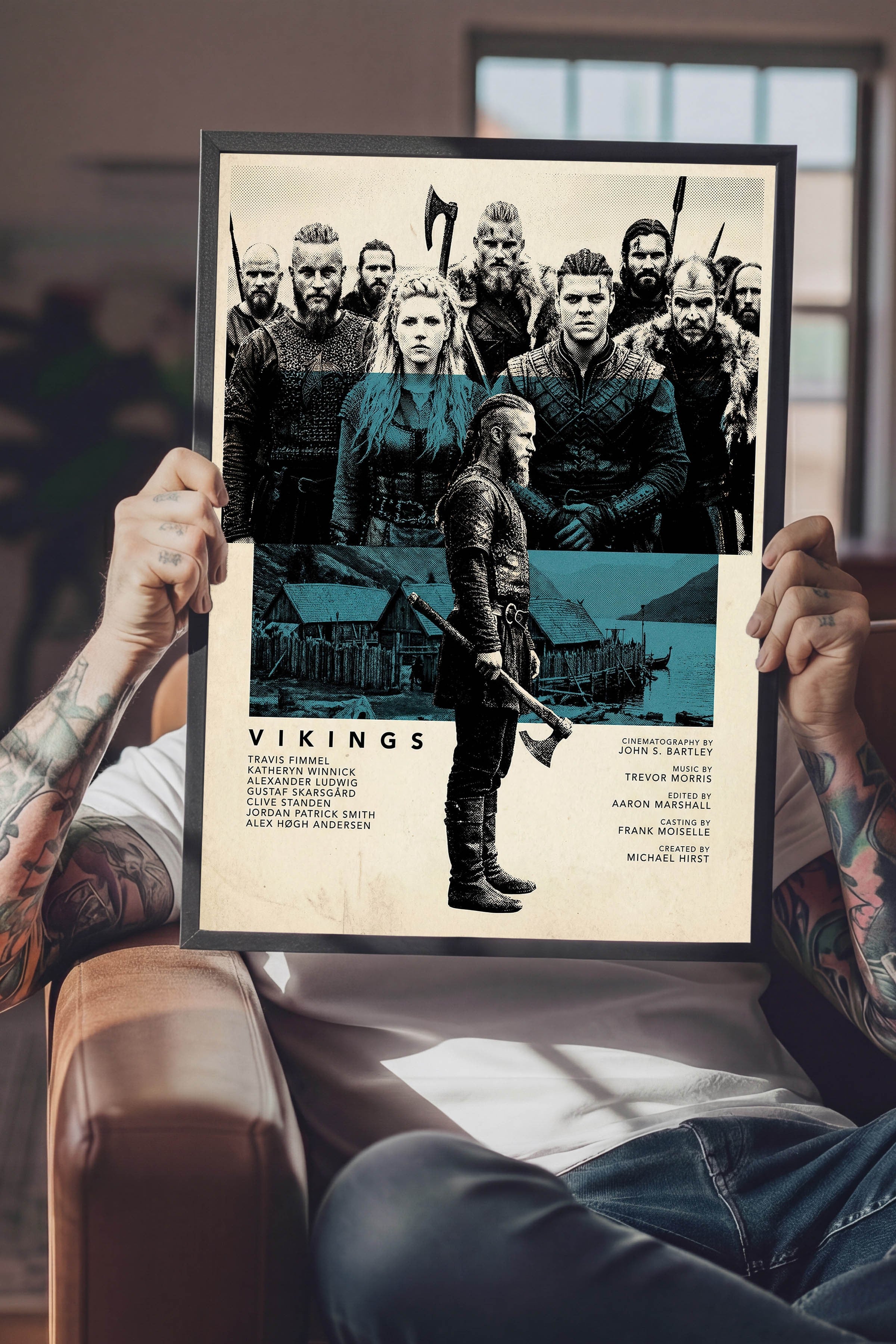 Vikings Siyah Çerçeveli Poster, Sinema ve Dizi Tablo, Film Dizi Afişleri NO:112787