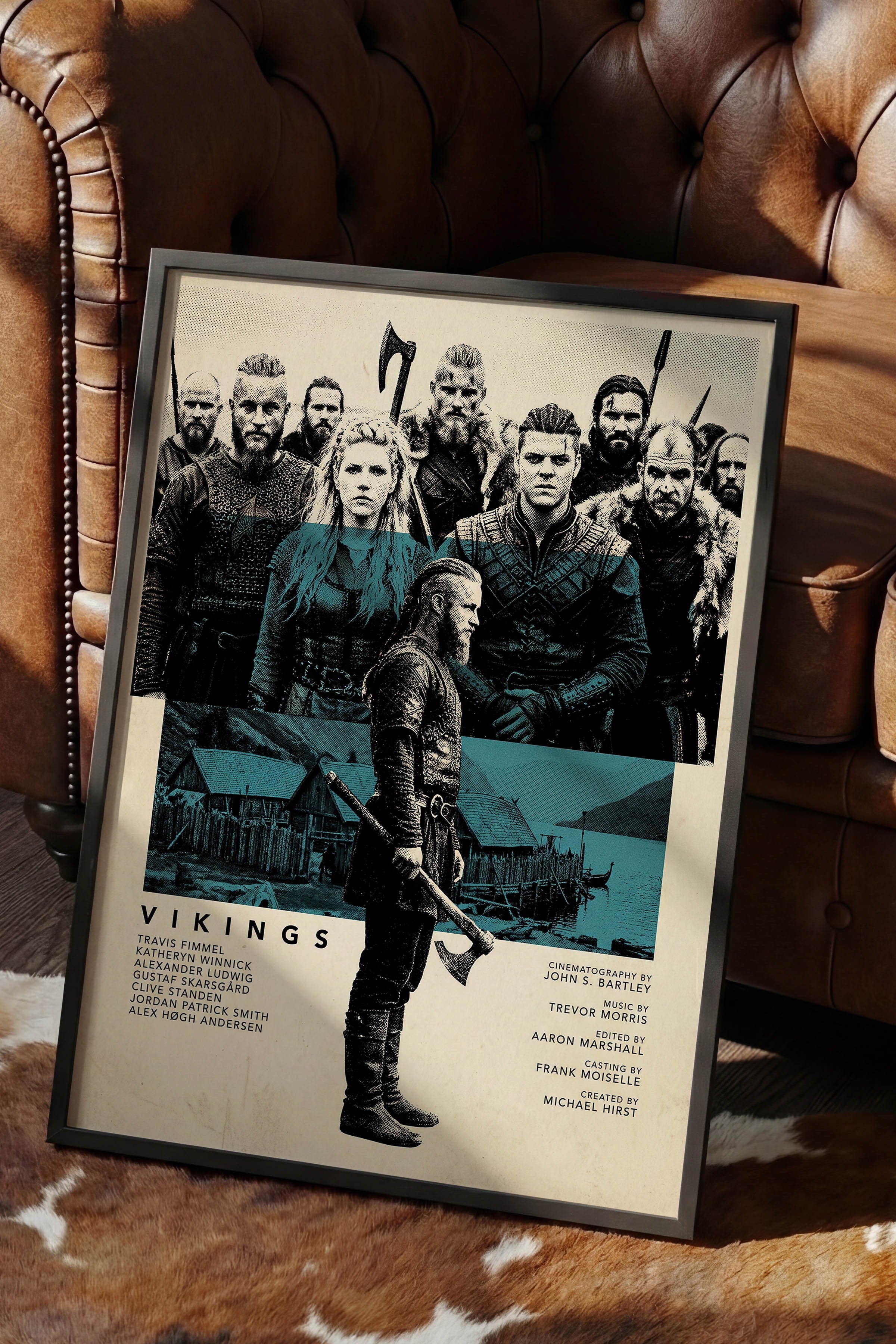 Vikings Siyah Çerçeveli Poster, Sinema ve Dizi Tablo, Film Dizi Afişleri NO:112787