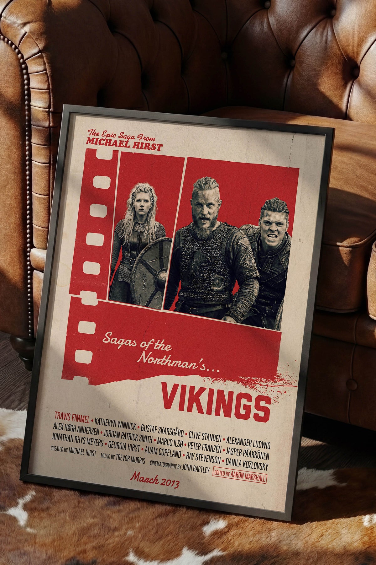 Vikings Siyah Çerçeveli Poster, Sinema ve Dizi Tablo, Film Dizi Afişleri NO:112862