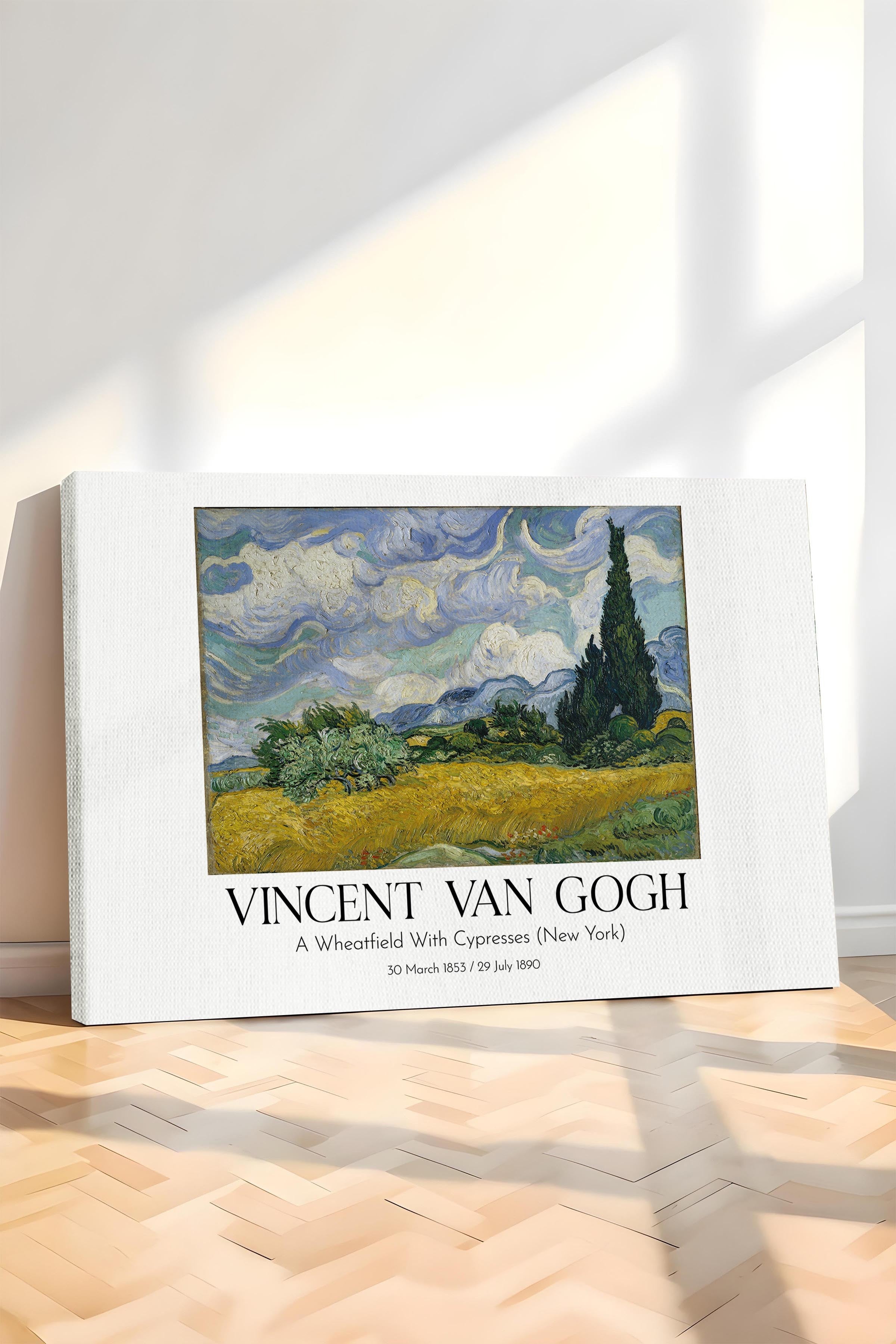 Vincent Van Gogh - A Wheatfield With Cypresses (New York), Kanvas Tablo, Sanat Serisi NO:110637