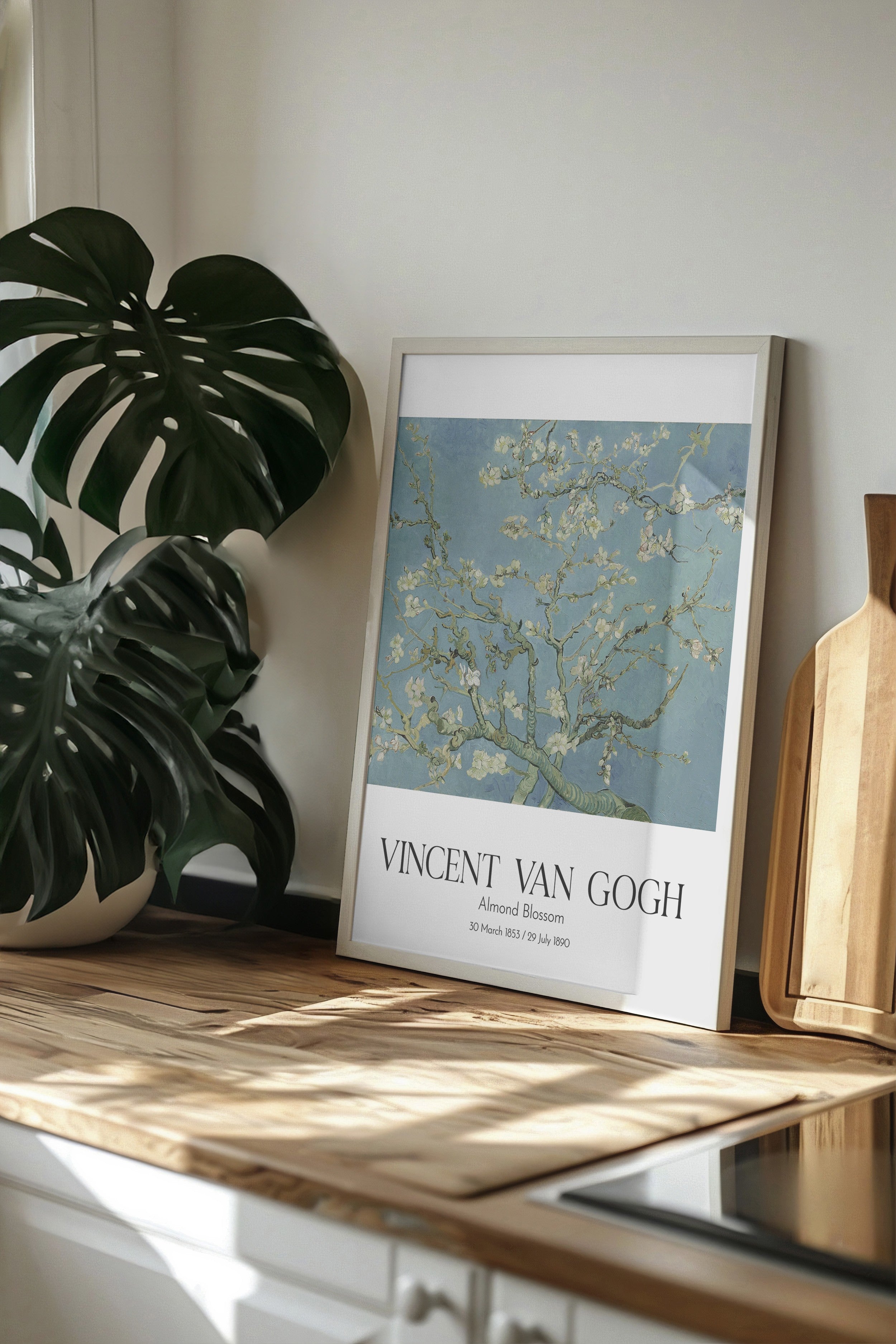 Vincent Van Gogh - Almond Blossom, Beyaz Çerçeveli Tablo, Sanat Serisi NO:110593